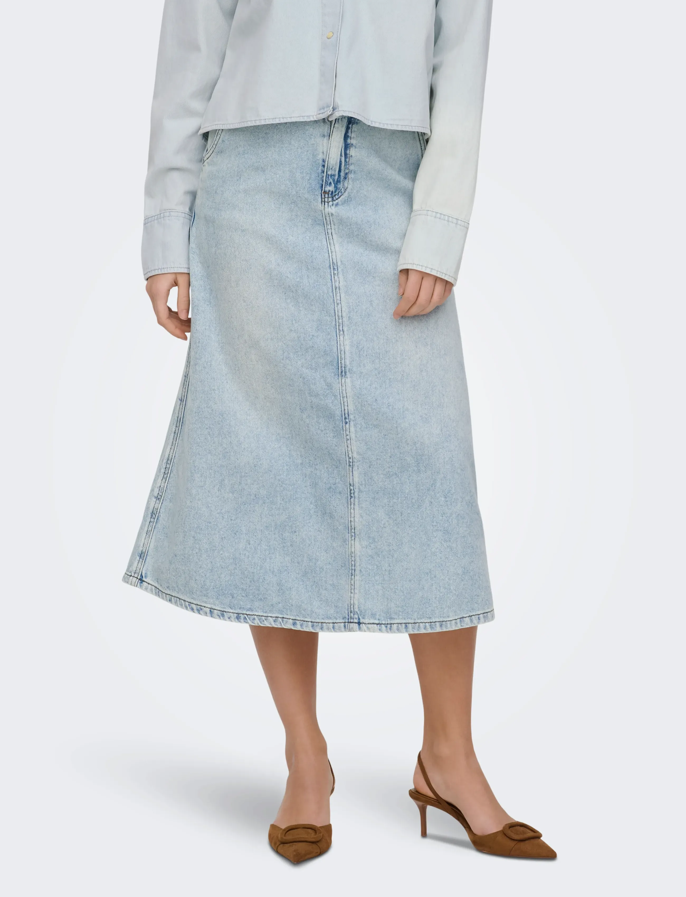 ONLY ONLMINDY HW LOOSE DNM SKIRT NOOS - Spódnice - LIGHT BLUE DENIM / blue