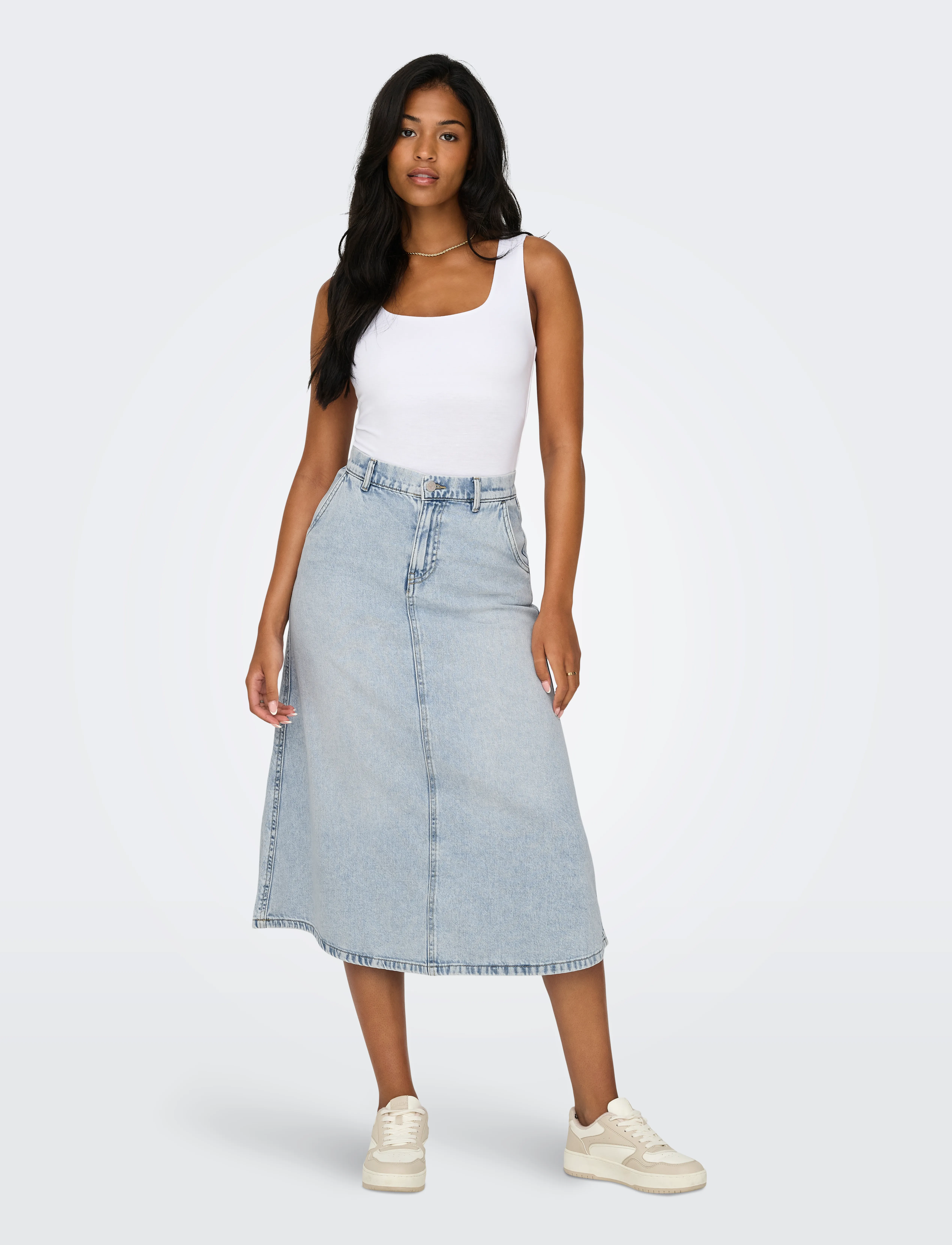 ONLY ONLMINDY HW LOOSE DNM SKIRT NOOS - Midi-Röcke - LIGHT BLUE DENIM / blue
