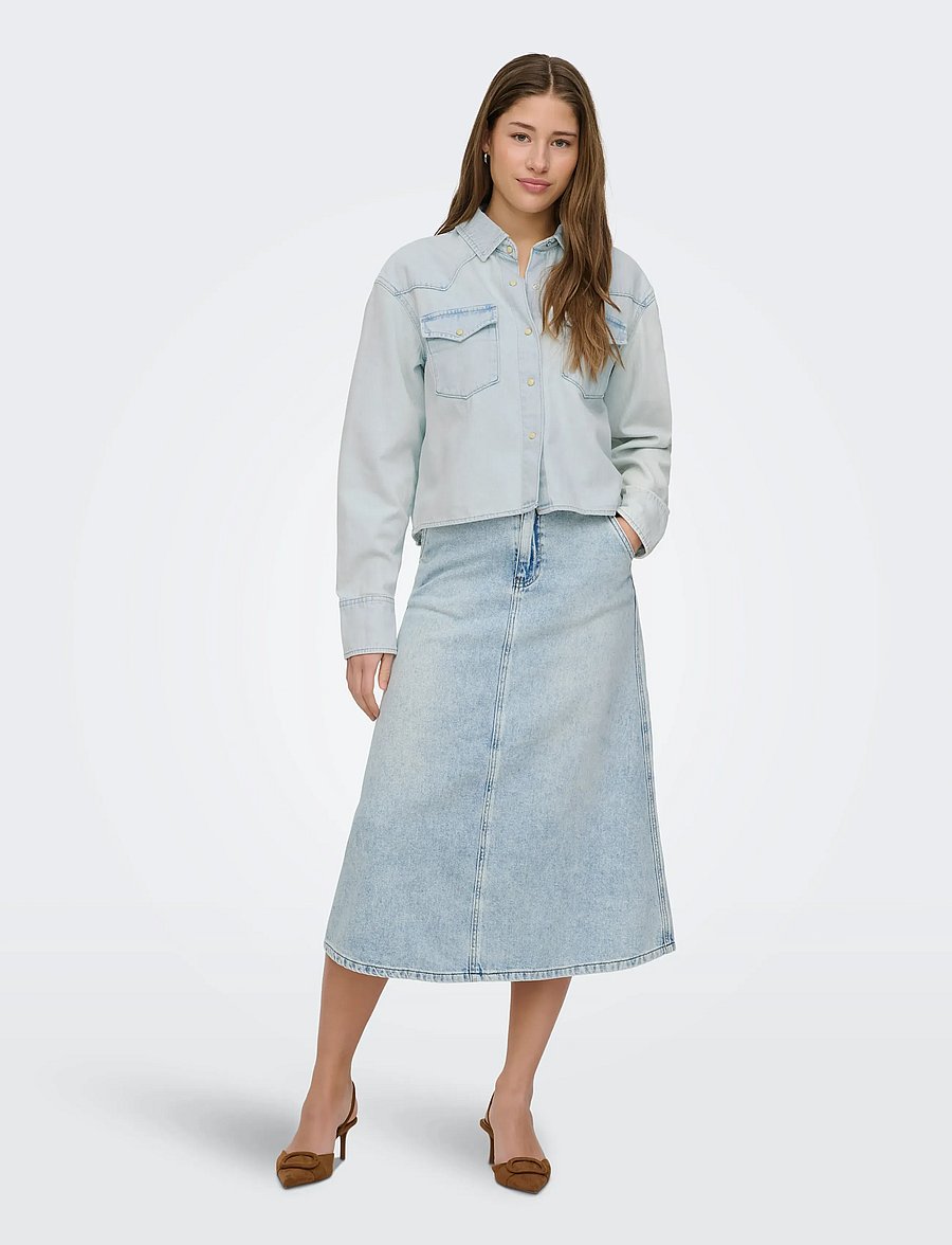 ONLY - ONLMINDY HW LOOSE DNM SKIRT NOOS - teksaseelikud - light blue denim - 4