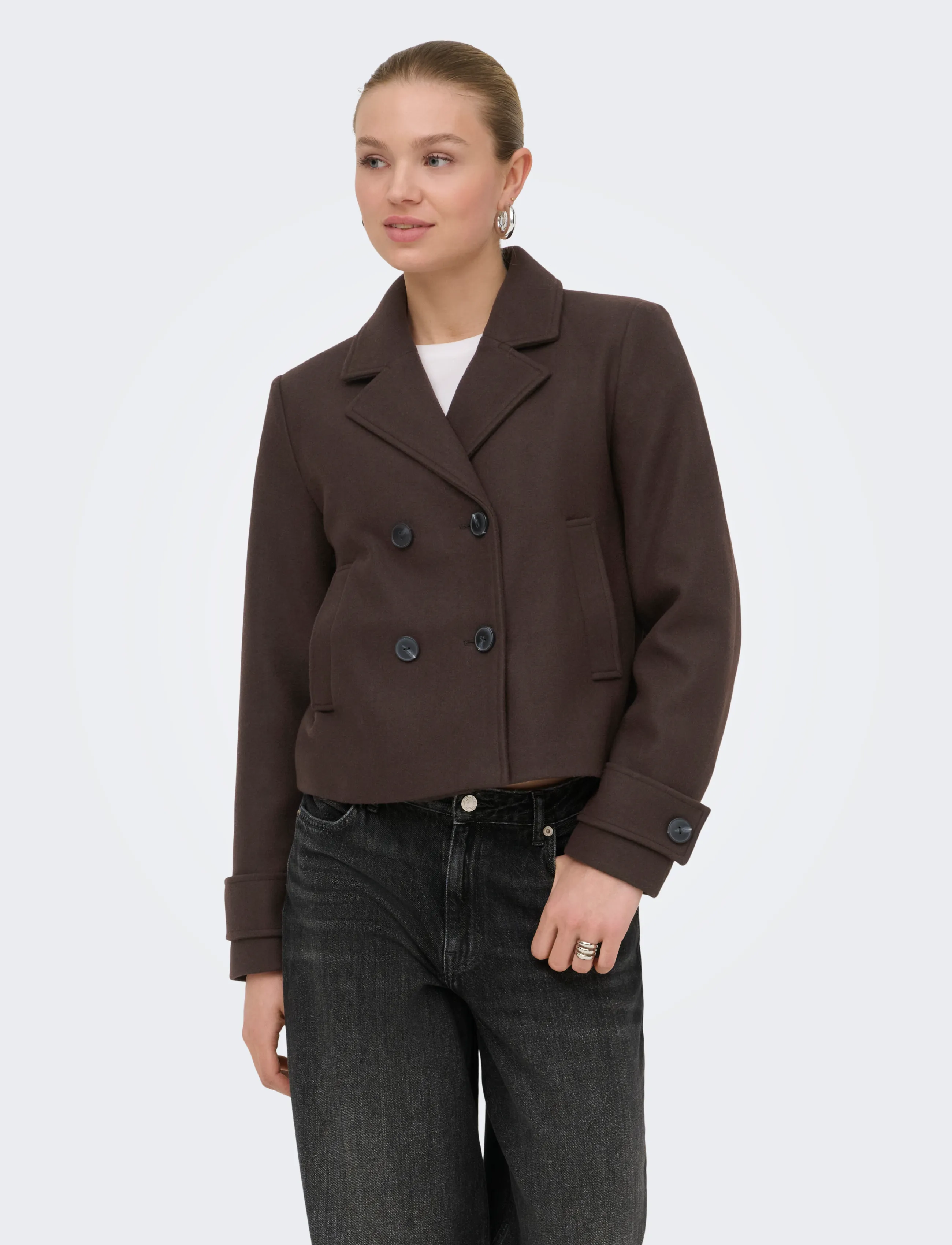 ONLY ONLFREJA SHORT DB JACKET OTW NOOS - Jacken - HOT FUDGE / brown