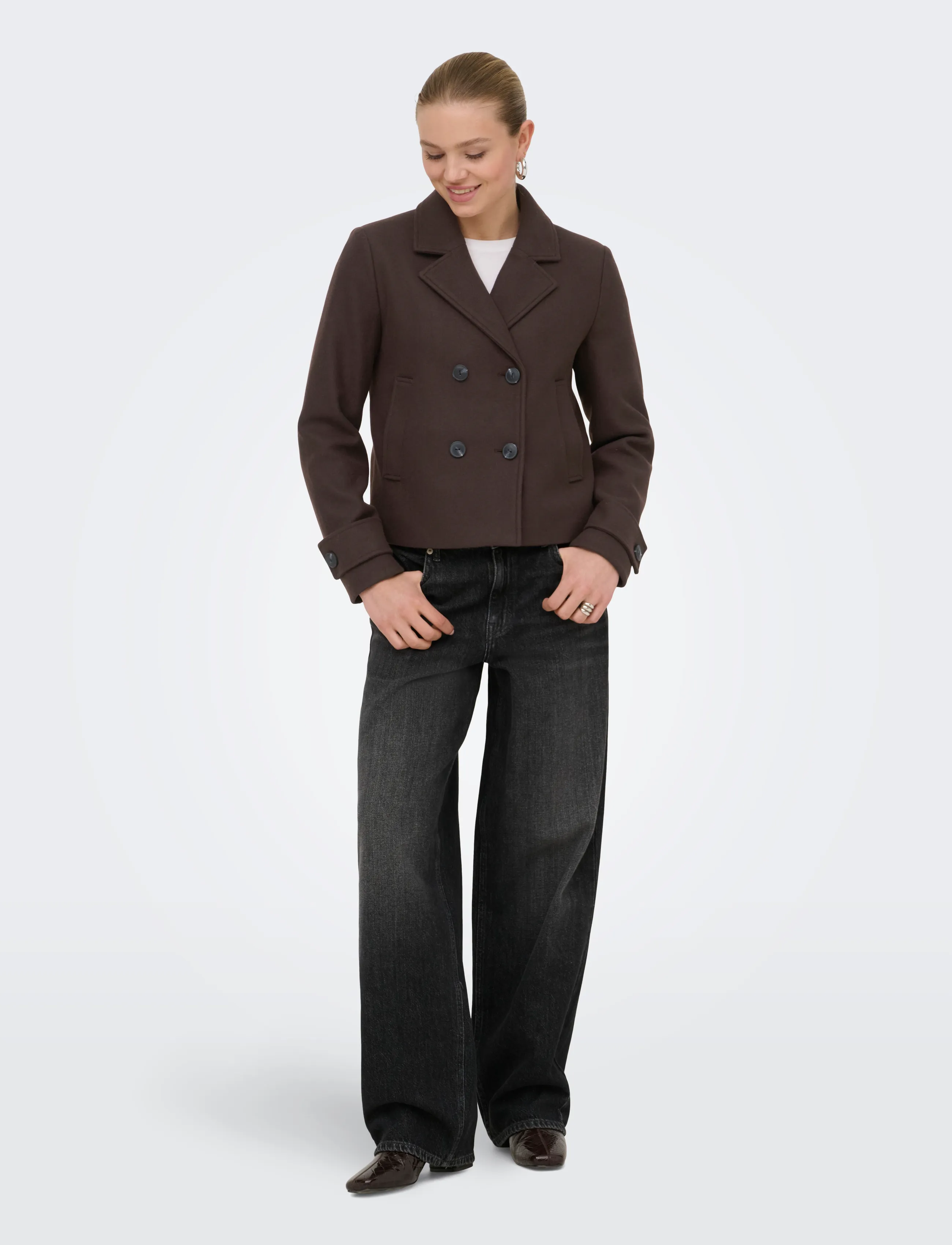 ONLY - ONLFREJA SHORT DB JACKET OTW NOOS - hot fudge - 4
