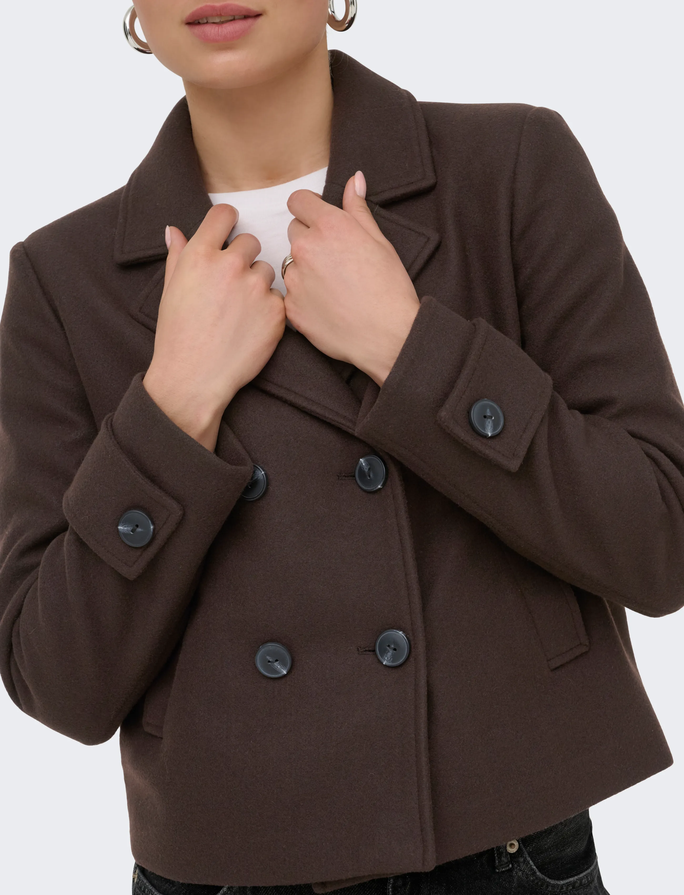 ONLY - ONLFREJA SHORT DB JACKET OTW NOOS - hot fudge - 5