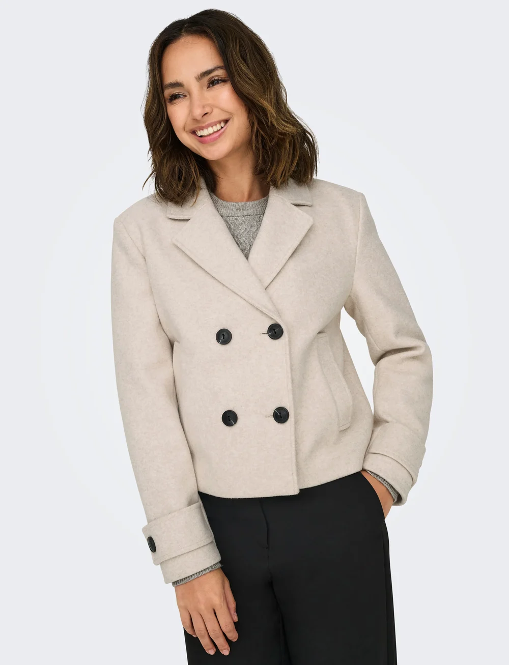 ONLY - ONLFREJA LIFE SHORT DB JACKET OTW NOOS - lyhyet takit - pumice stone - 4