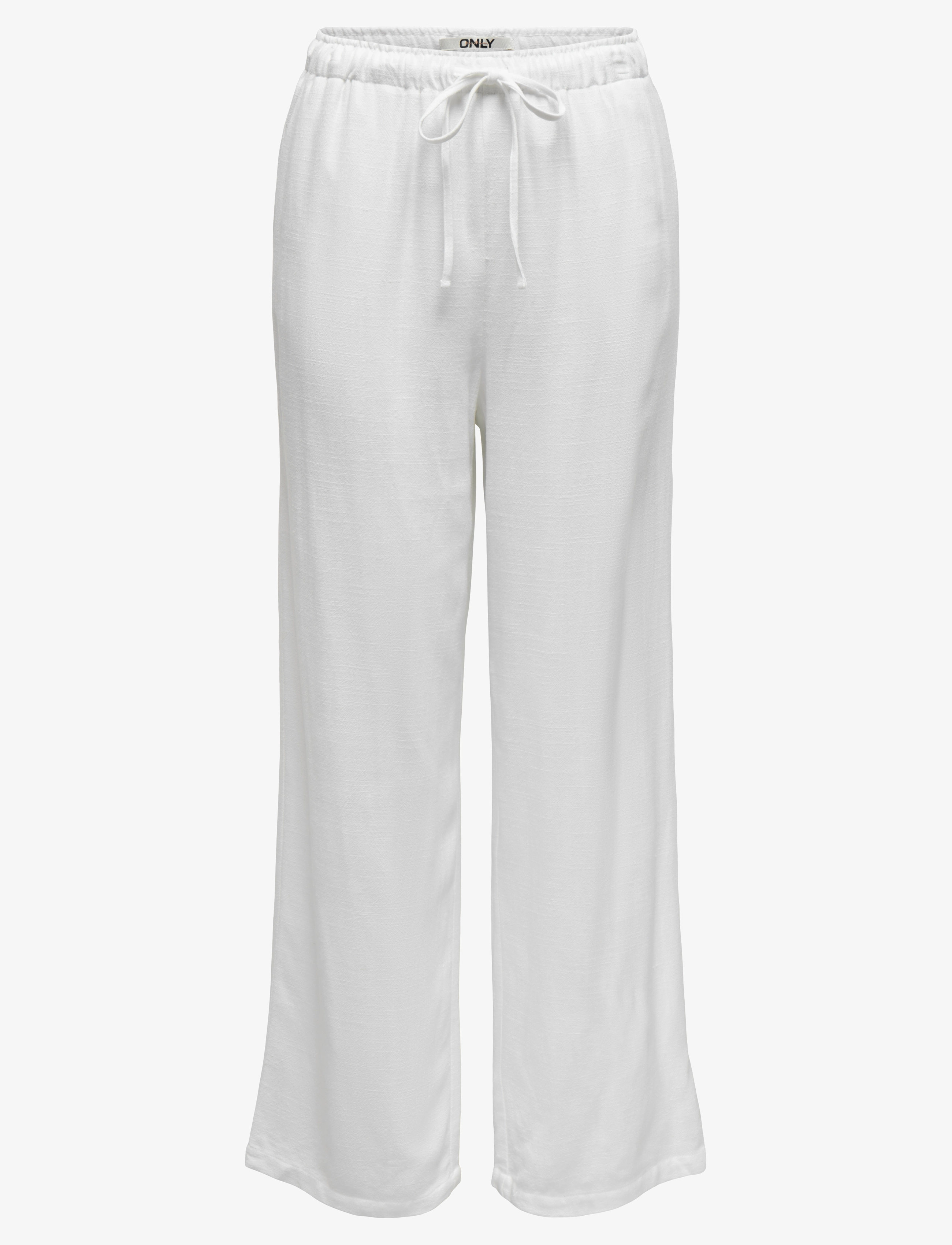 ONLY ONLSIESTA MW PULL-UP LINEN BL PNT NOOS - Kleidung - BRIGHT WHITE / white