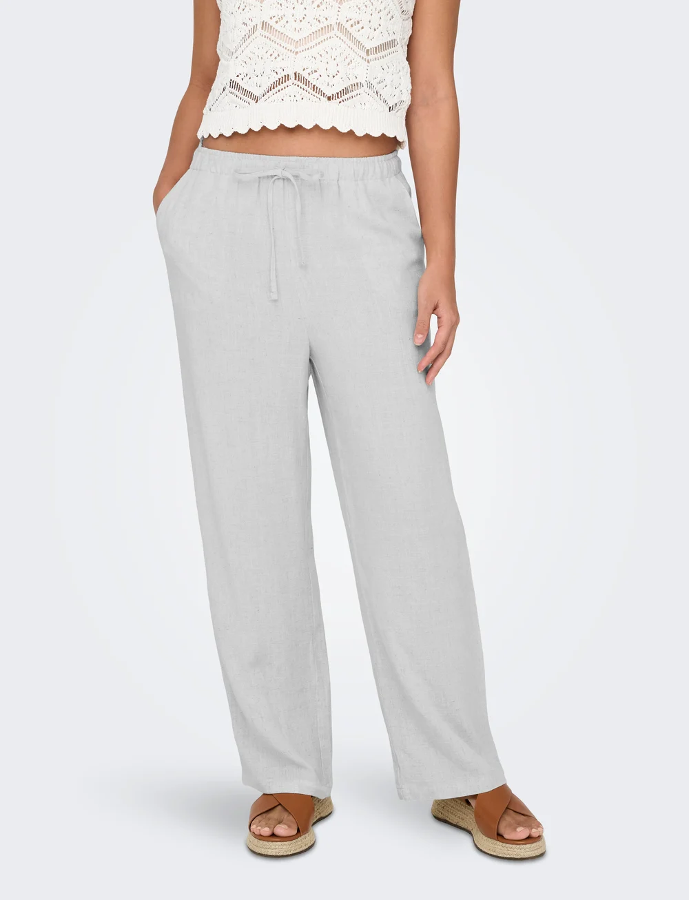 ONLY - ONLSIESTA MW PULL-UP LINEN BL PNT NOOS - leinenhosen - bright white - 0