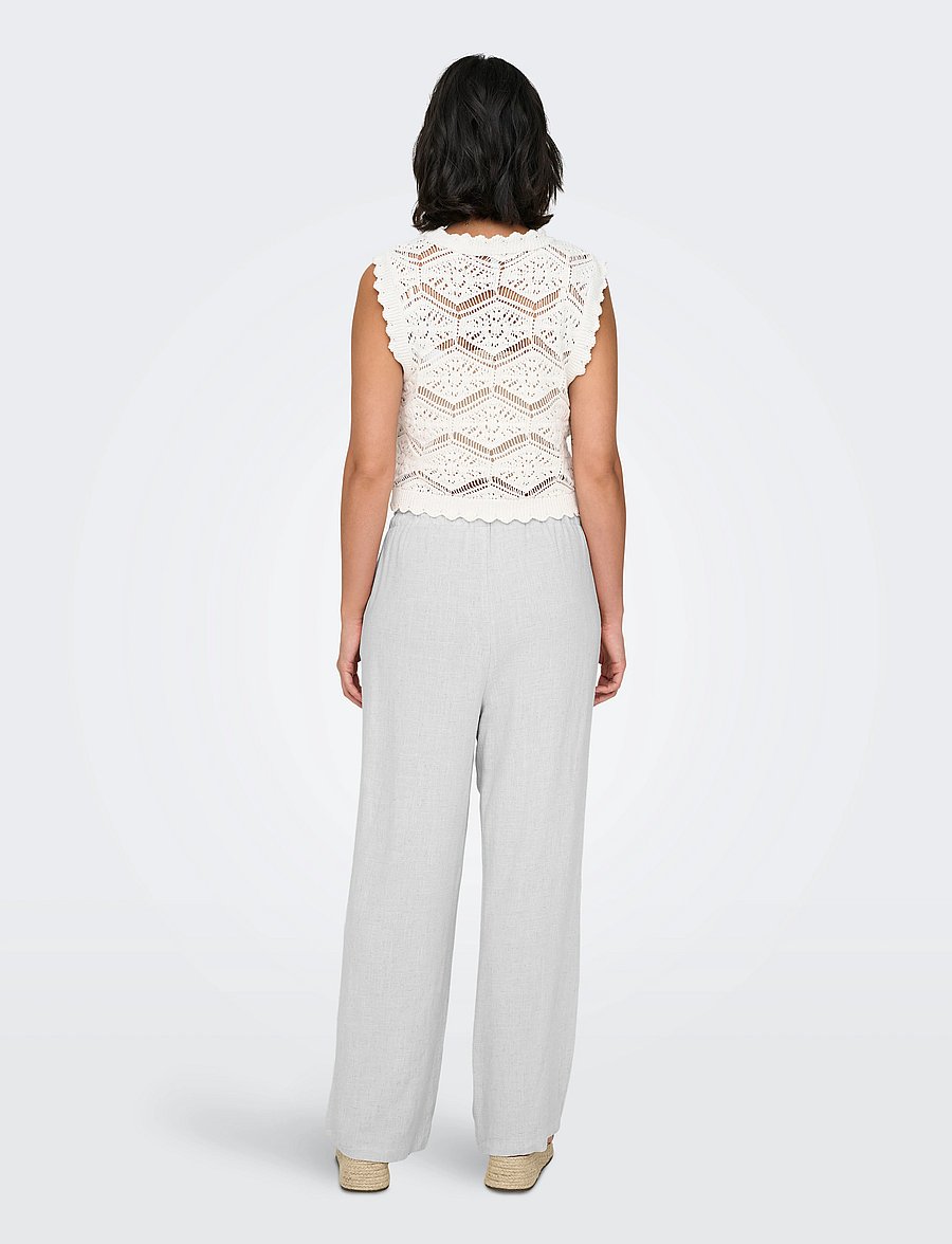 ONLY - ONLSIESTA MW PULL-UP LINEN BL PNT NOOS - linnebyxor - bright white - 3