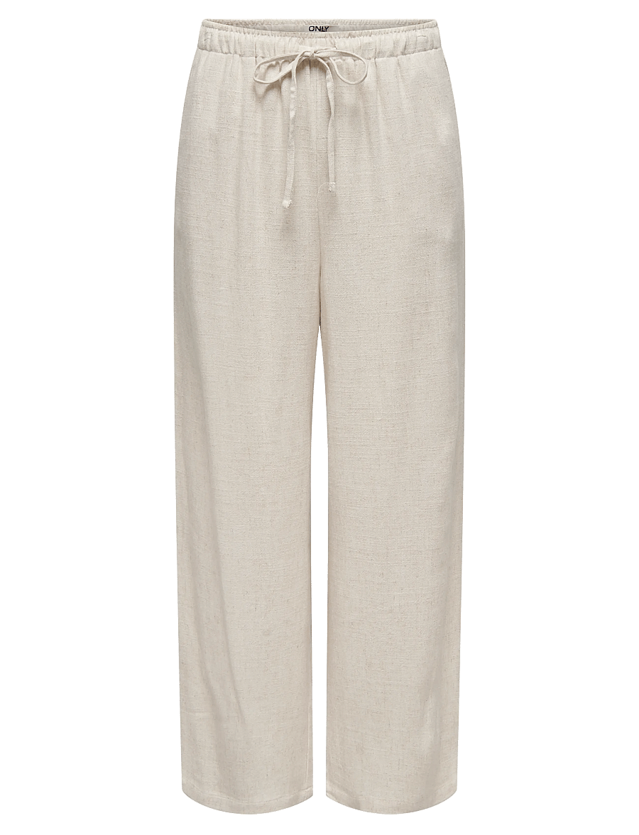 ONLY - ONLSIESTA MW PULL-UP LINEN BL PNT NOOS - lininės kelnės - moonbeam - 1