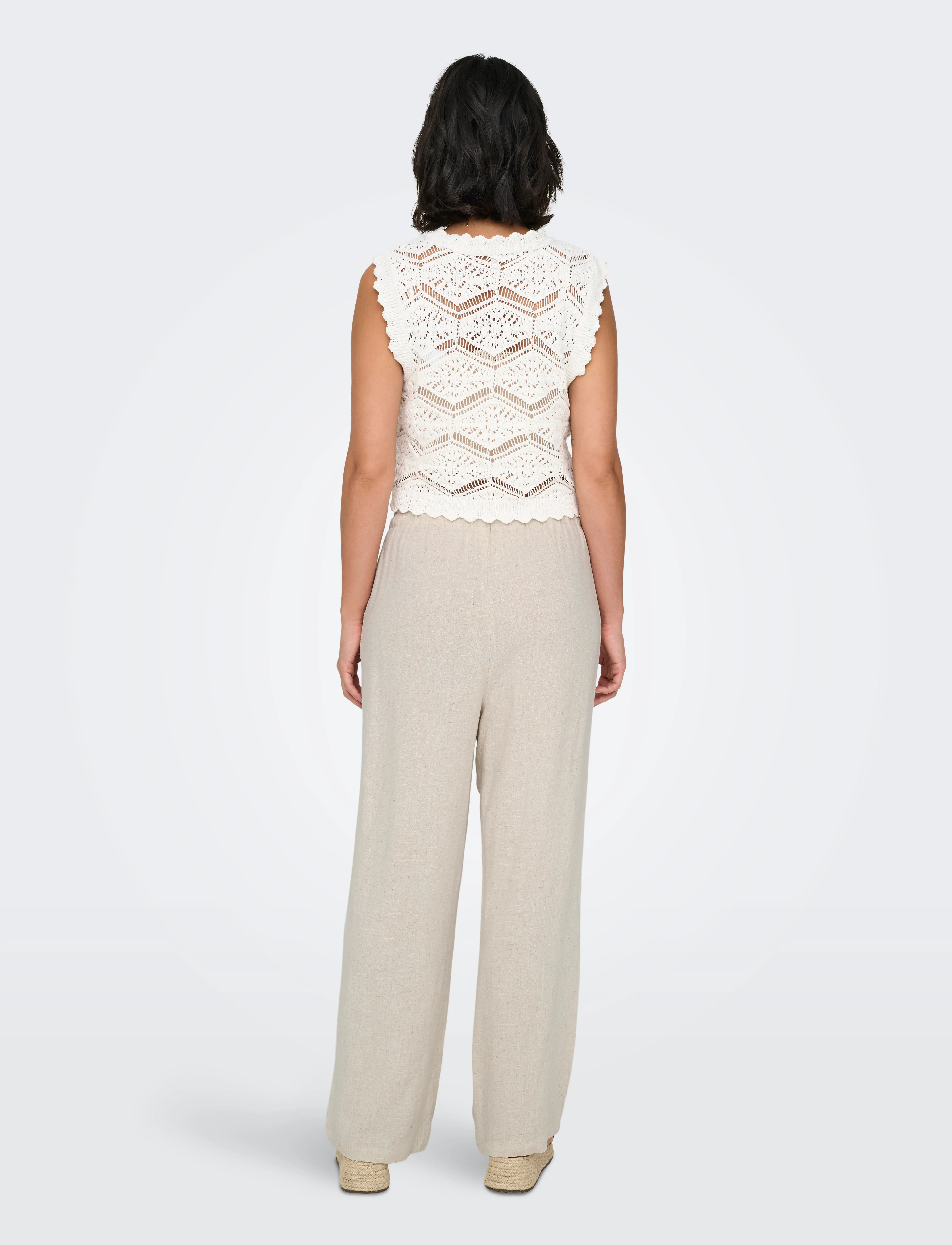 ONLY - ONLSIESTA MW PULL-UP LINEN BL PNT NOOS - hørbukser - moonbeam - 3
