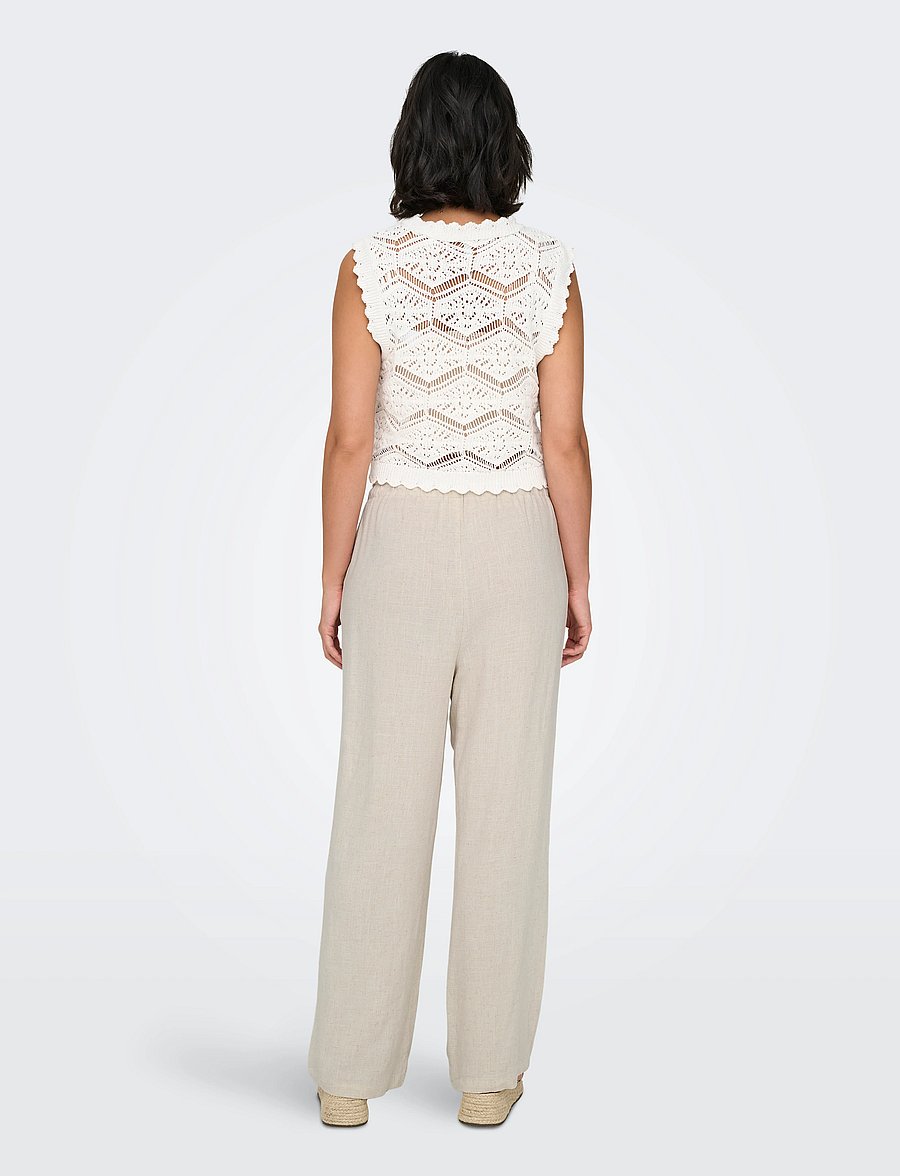 ONLY - ONLSIESTA MW PULL-UP LINEN BL PNT NOOS - lininės kelnės - moonbeam - 3