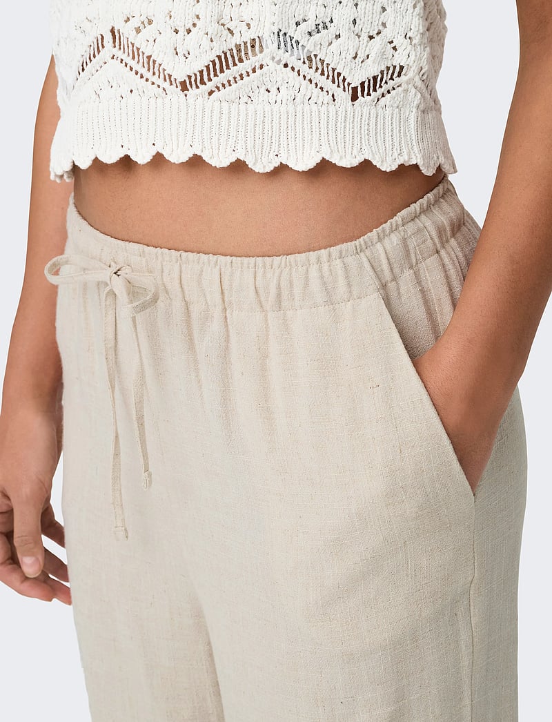 ONLY - ONLSIESTA MW PULL-UP LINEN BL PNT NOOS - hørbukser - moonbeam - 4