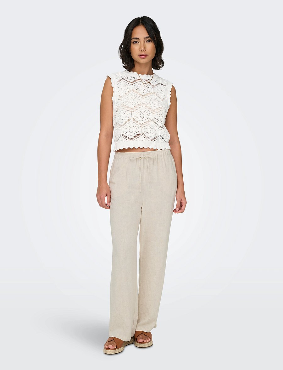 ONLY - ONLSIESTA MW PULL-UP LINEN BL PNT NOOS - lininės kelnės - moonbeam - 5