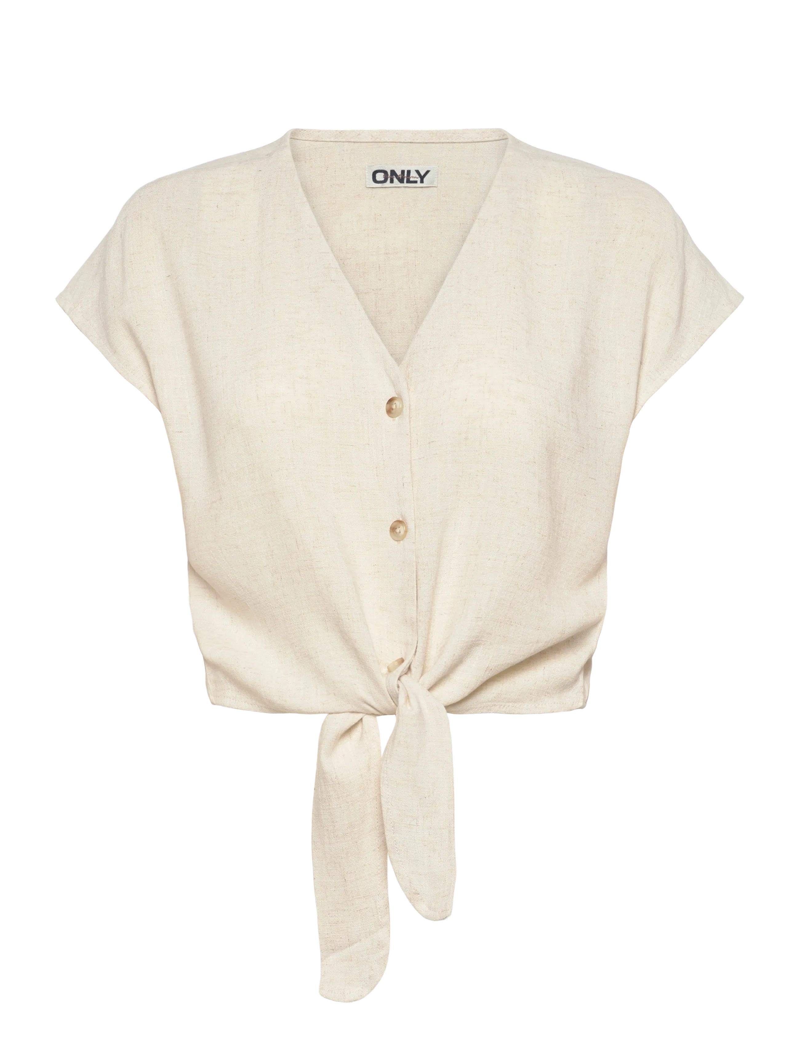 ONLY ONLSIESTA SS KNOT LIN BL SHIRT PNT NOOS - Short-sleeved shirts - MOONBEAM / cream