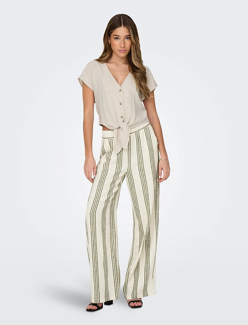 ONLY - ONLSIESTA SS KNOT LIN BL SHIRT PNT NOOS - stytterma skyrtur - moonbeam - 4