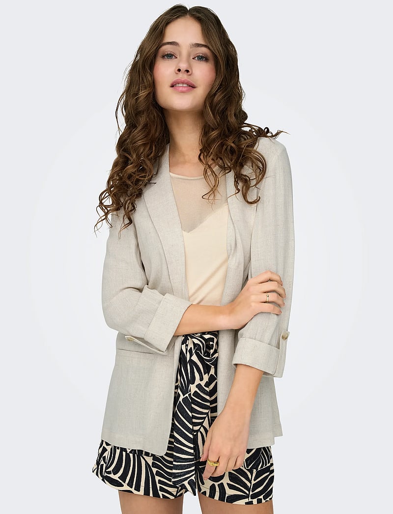 ONLY - ONLSIESTA 3/4 OPEN LIN BL BLAZE TLR NOOS - oversize blazer - moonbeam - 5