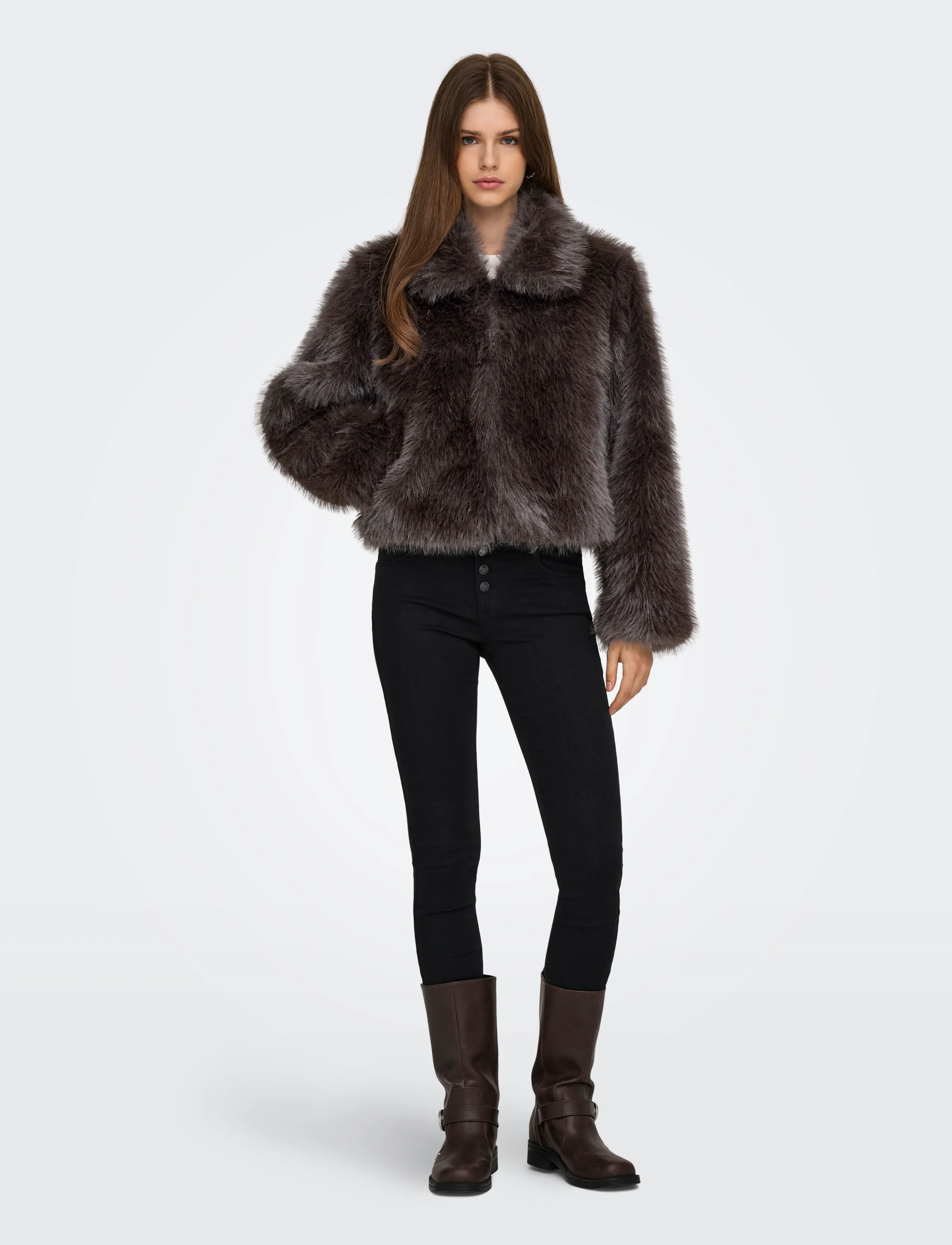 ONLY - ONLMANNY FAUX FUR JACKET OTW NOOS - fuskpäls - chocolate torte - 4