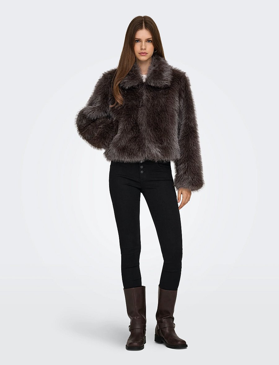 ONLY - ONLMANNY FAUX FUR JACKET OTW NOOS - fuskpäls - chocolate torte - 4