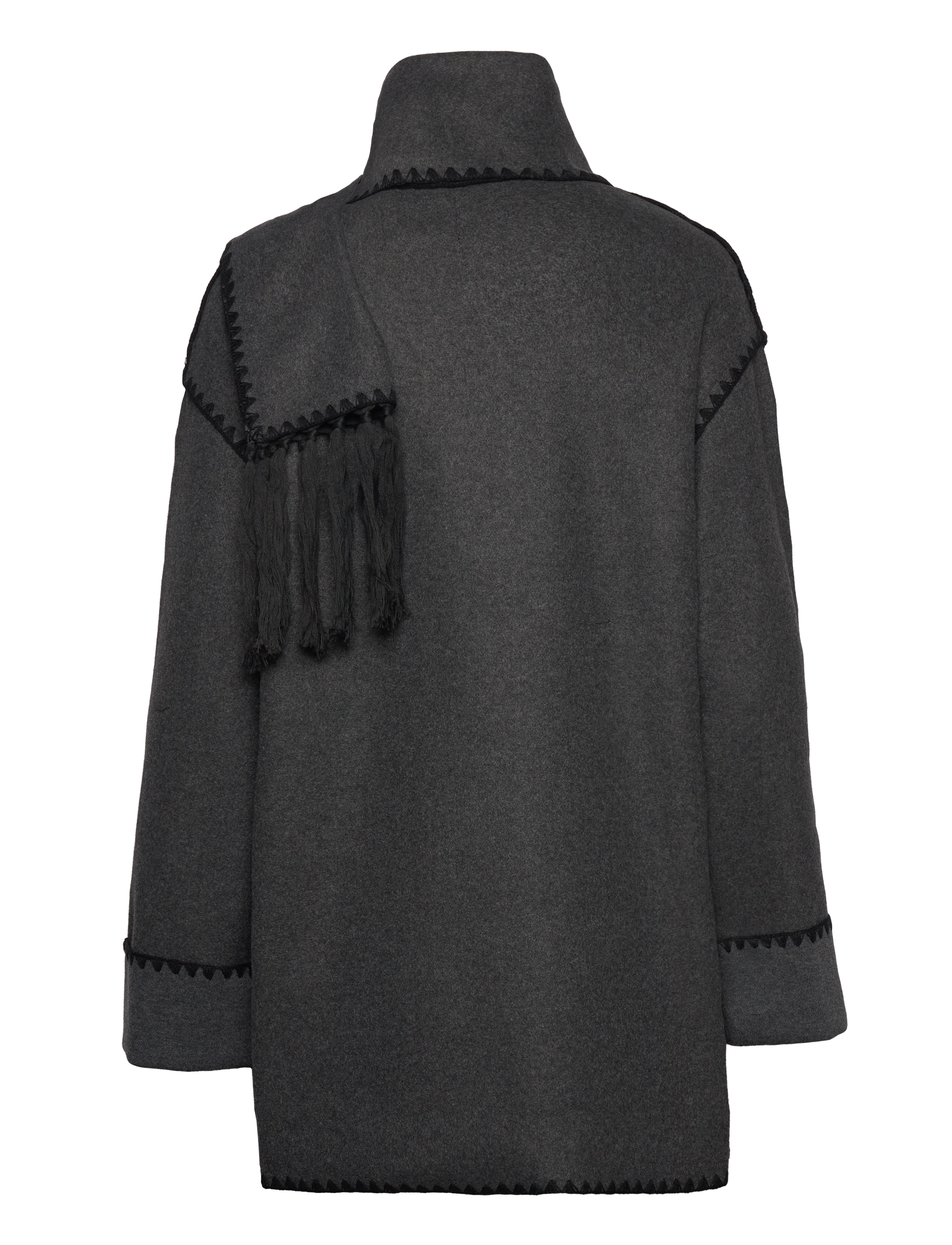 ONLY - ONLELBA LIFE SCALLOP EDGE SCARF COAT OTW - overtøj - dark grey melange - 2