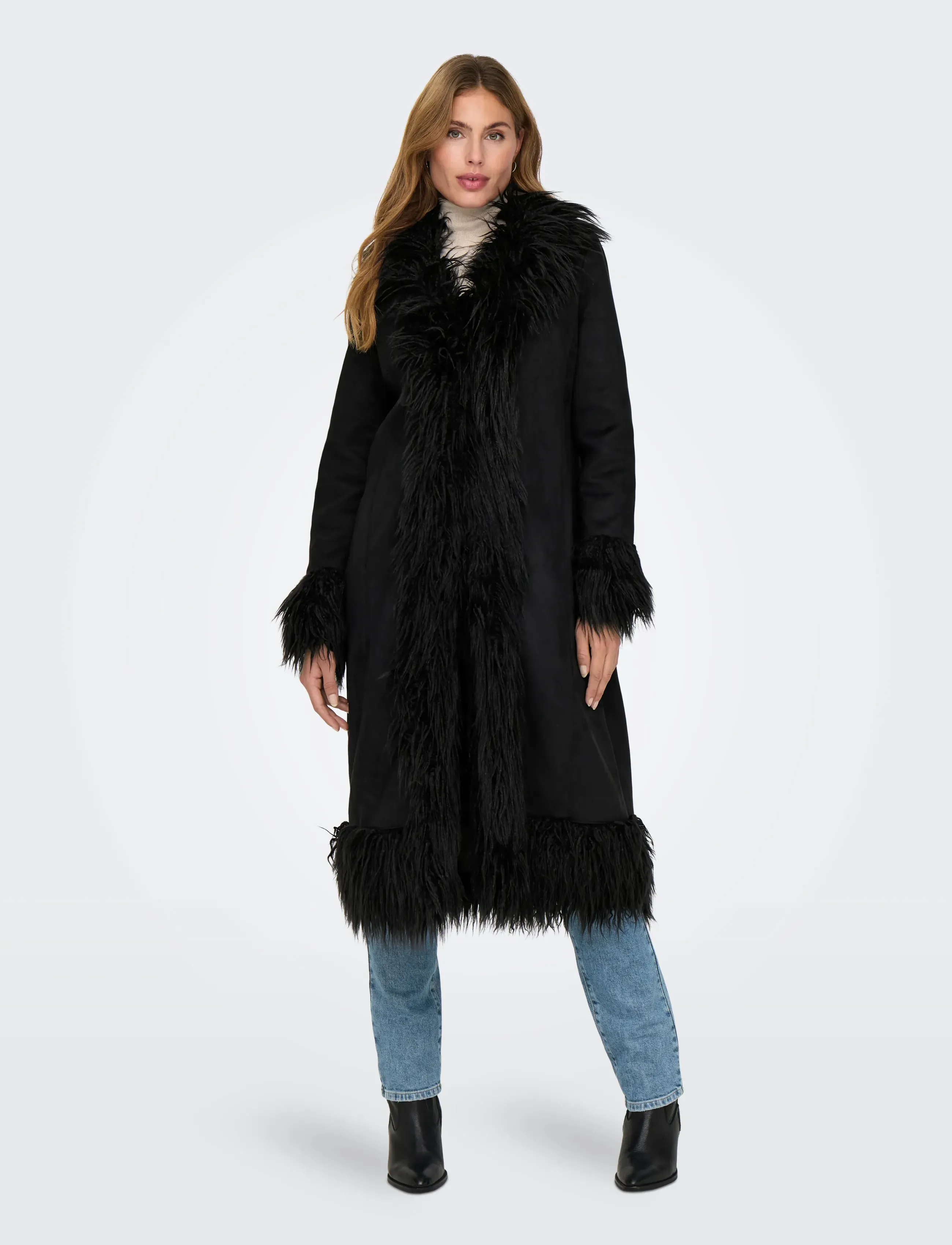ONLY - ONLVIENNA FAUX SUEDE FUR COAT CC OTW - sztuczne futro - black - 4