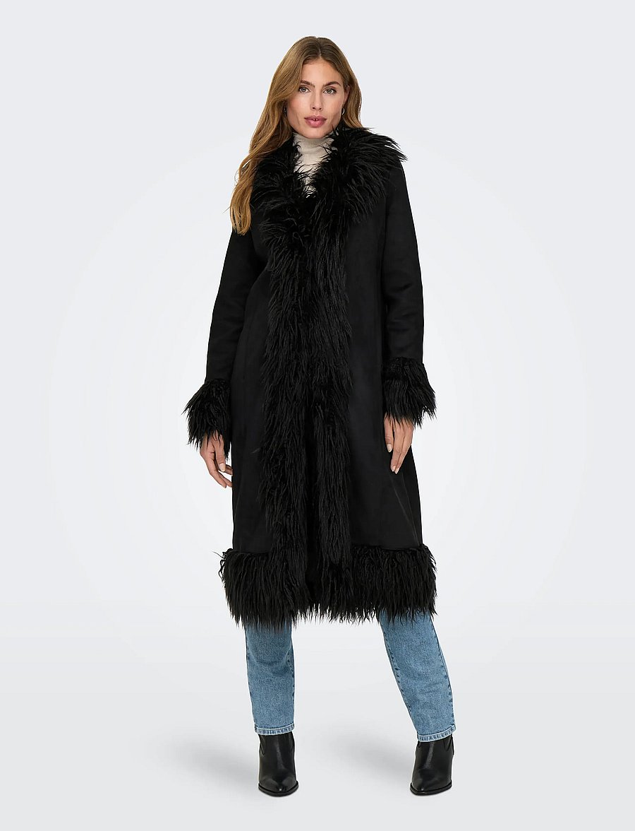 ONLY - ONLVIENNA FAUX SUEDE FUR COAT CC OTW - fuskpäls - black - 4