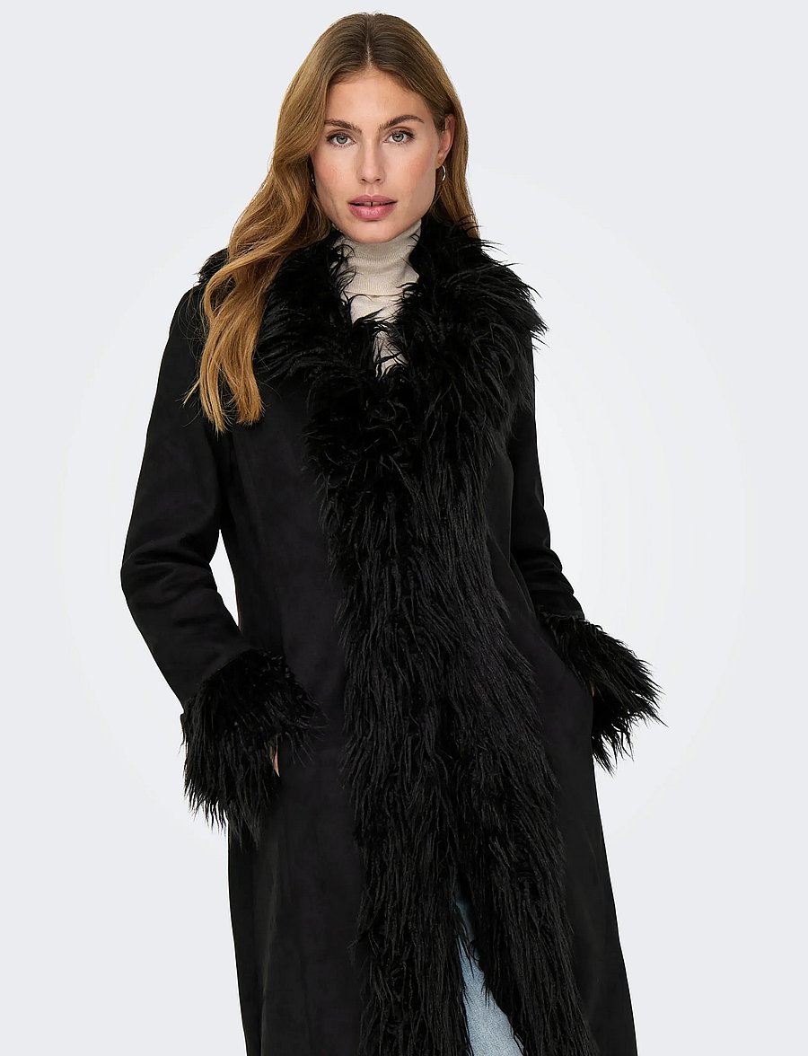 ONLY - ONLVIENNA FAUX SUEDE FUR COAT CC OTW - fuskpäls - black - 5