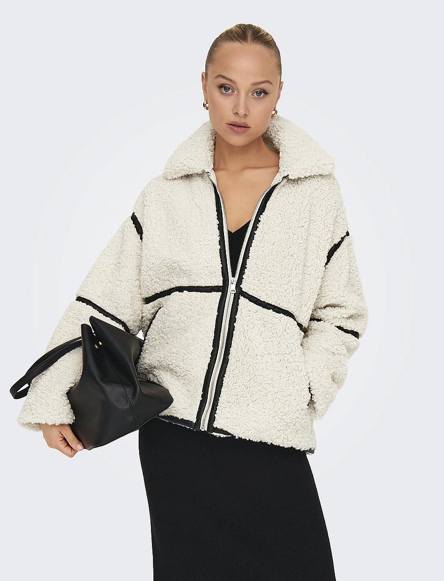 ONLY - ONLPARIS TEDDY JACKET OTW CC - kunstkarusnahk - white sand - 0