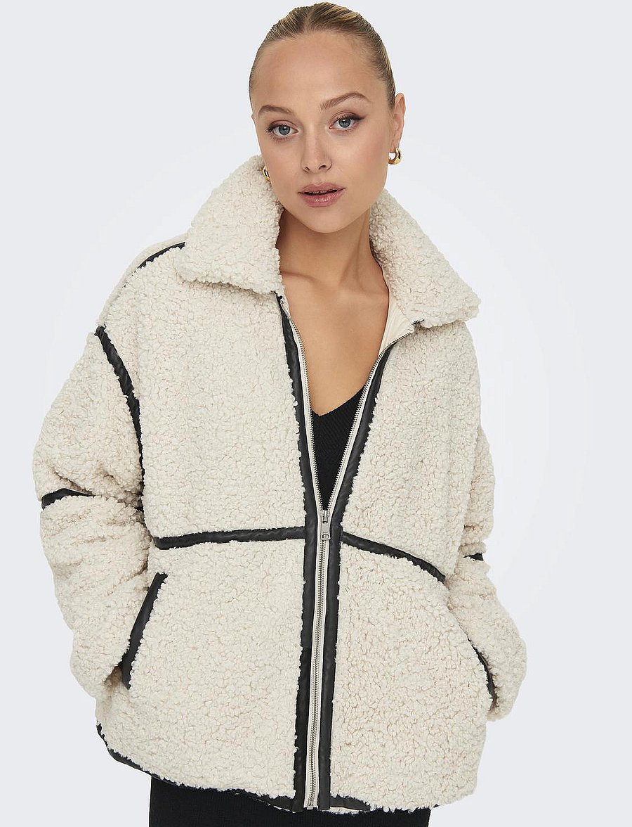 ONLY - ONLPARIS TEDDY JACKET OTW CC - kunstkarusnahk - white sand - 5