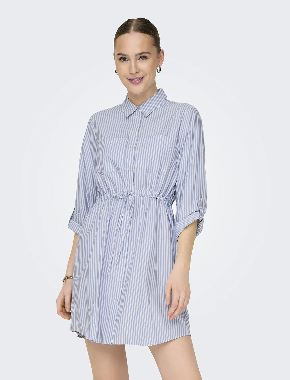 ONLY - ONLSARAH LS SHIRT DRESS WVN - skjortklänningar - bright white - 0