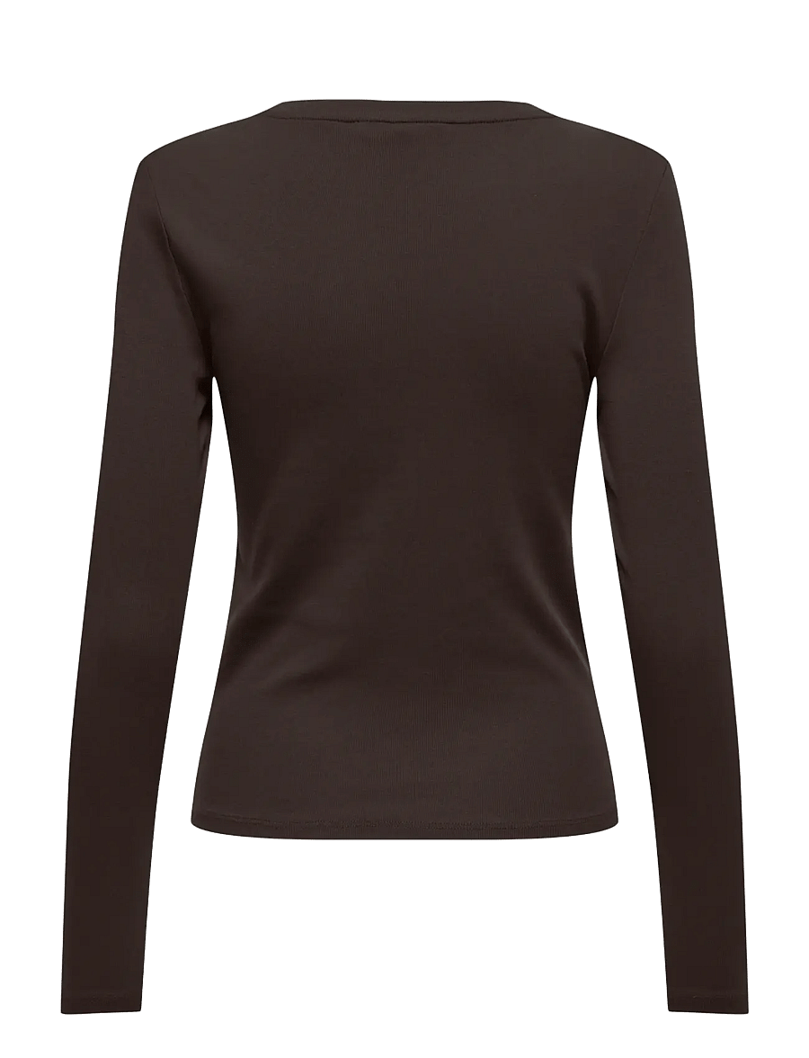 ONLY - ONLRILEY O-NECK L/S TOP JRS NOOS - pikkade varrukatega topid - black coffee - 2
