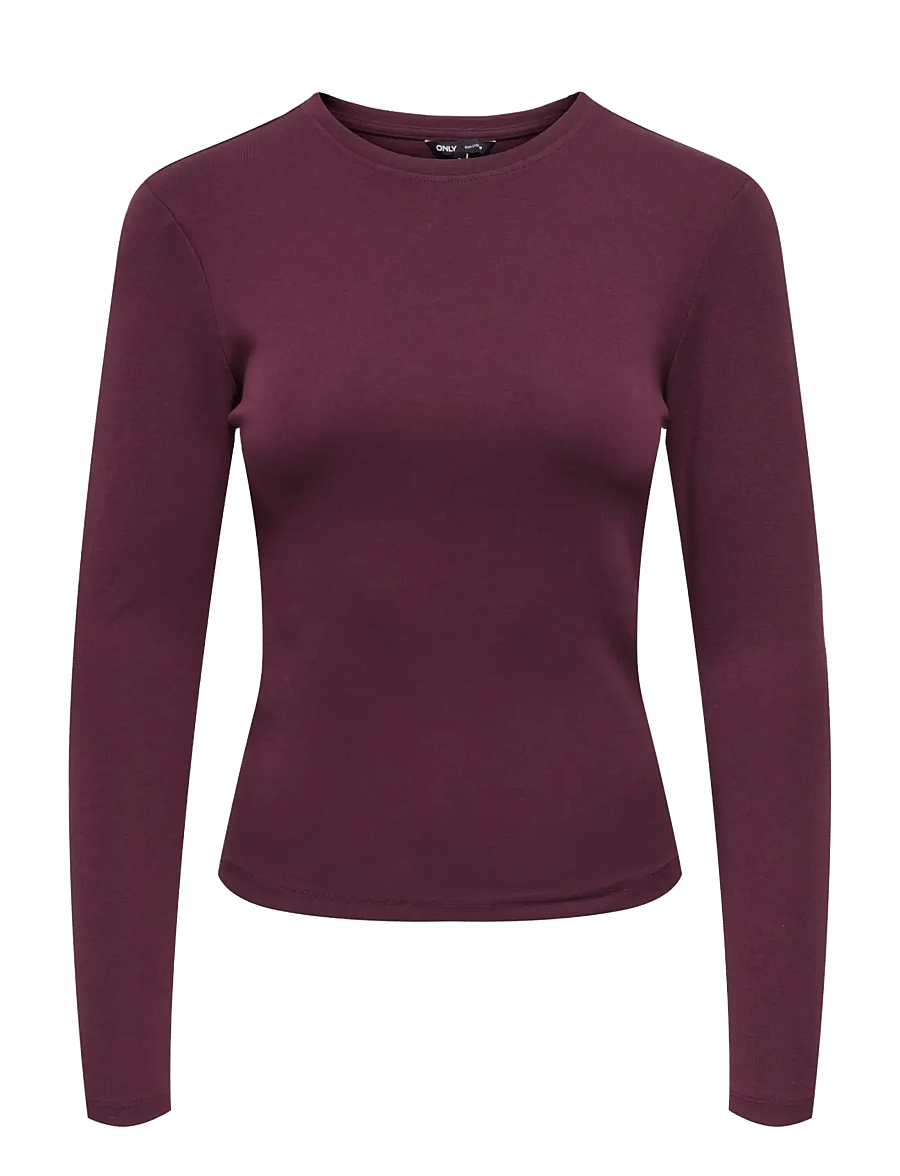 ONLY - ONLRILEY O-NECK L/S TOP JRS NOOS - langærmede toppe - winetasting - 1