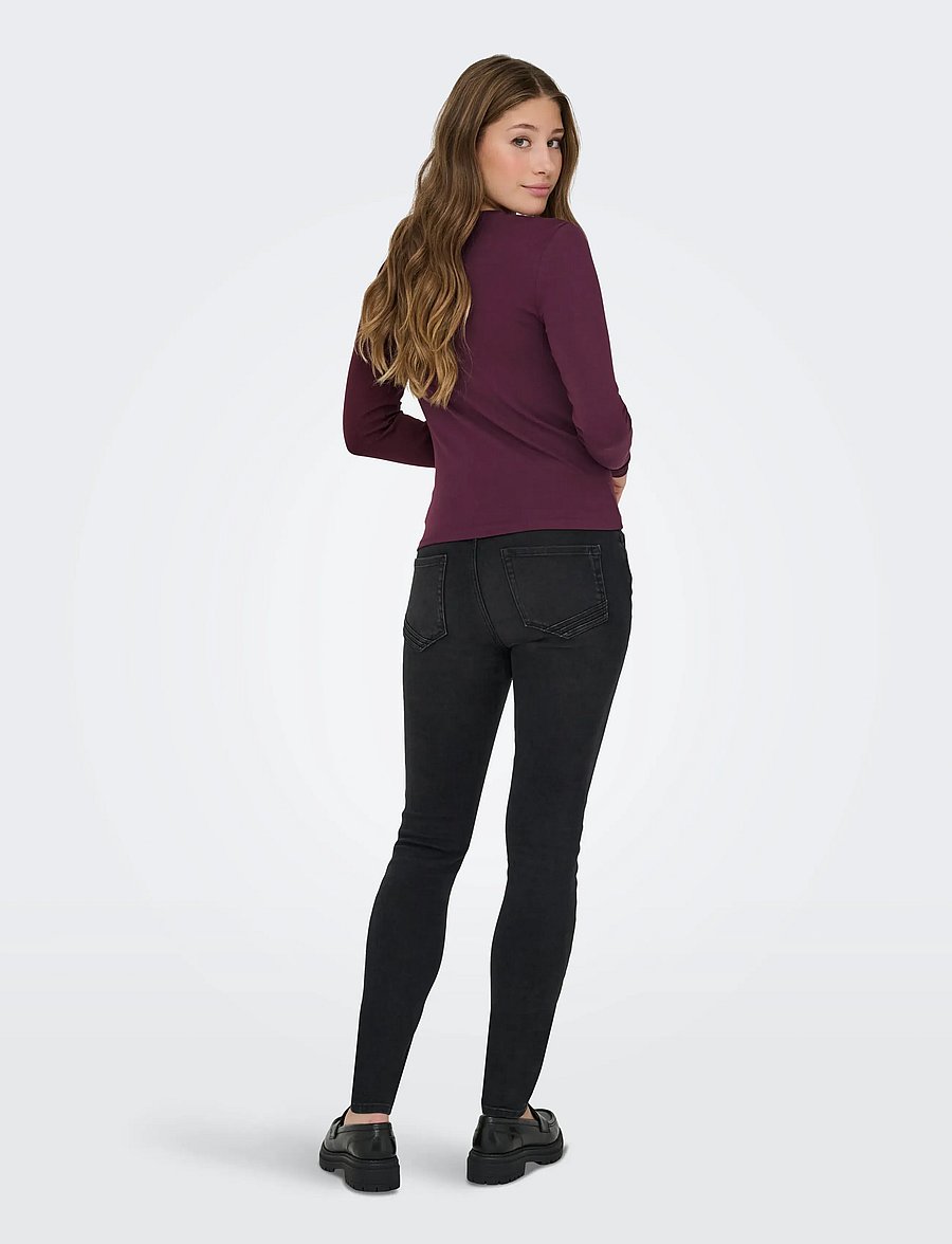 ONLY - ONLRILEY O-NECK L/S TOP JRS NOOS - langærmede toppe - winetasting - 3
