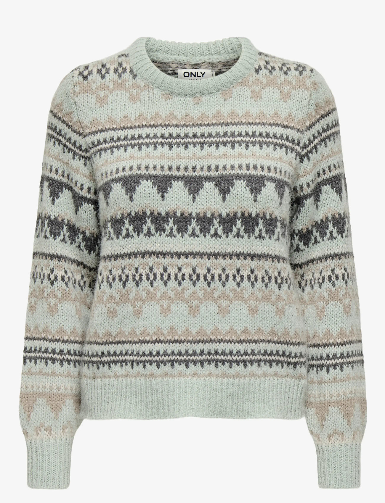 ONLY - ONLMONTANA L/S LIFE O-NECK CC KNT - stickade tröjor - aqua gray - 1