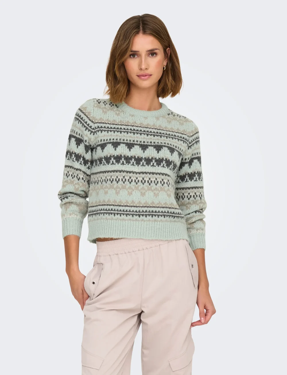 ONLY - ONLMONTANA L/S LIFE O-NECK CC KNT - peysur - aqua gray - 0