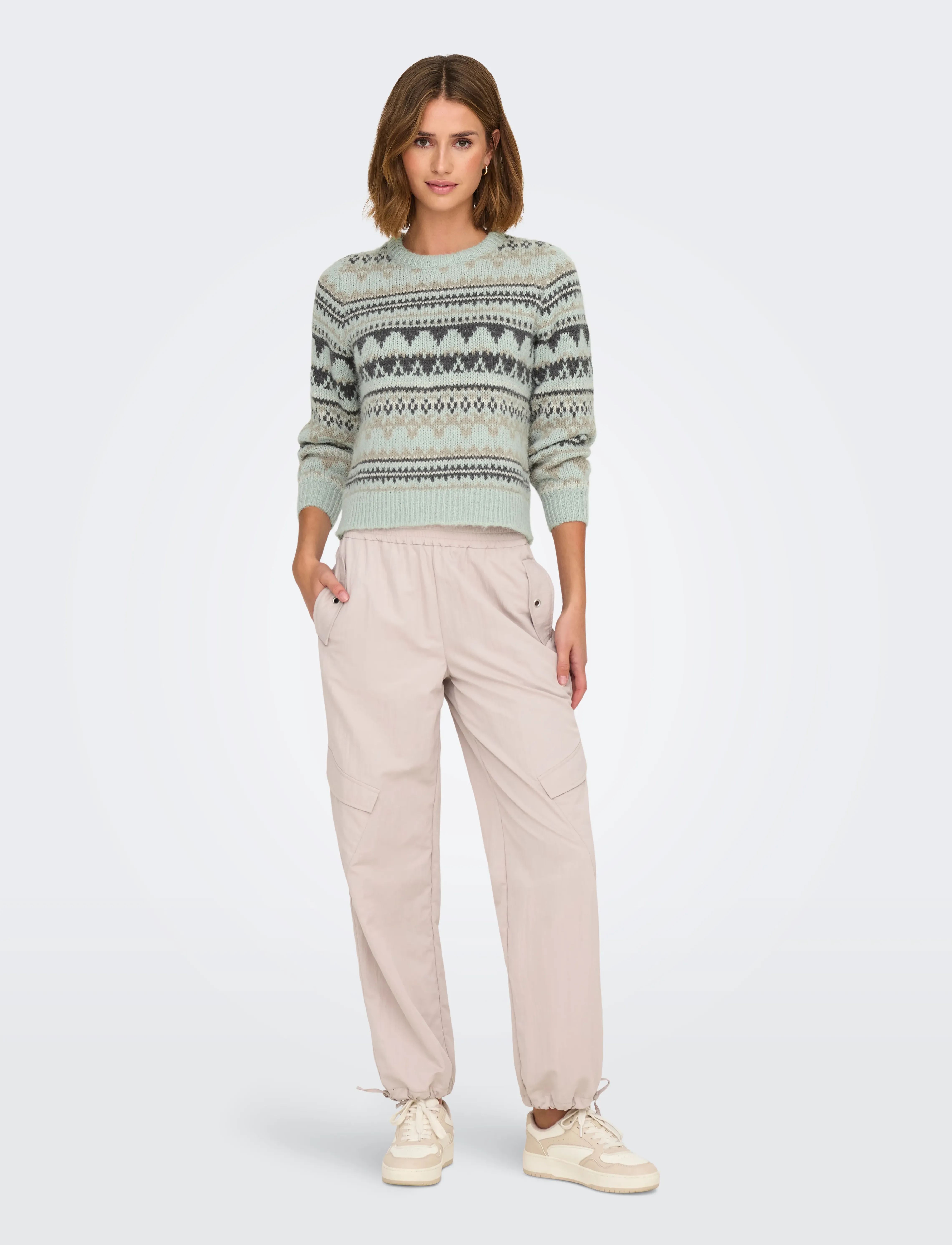 ONLY - ONLMONTANA L/S LIFE O-NECK CC KNT - laveste priser - aqua gray - 5