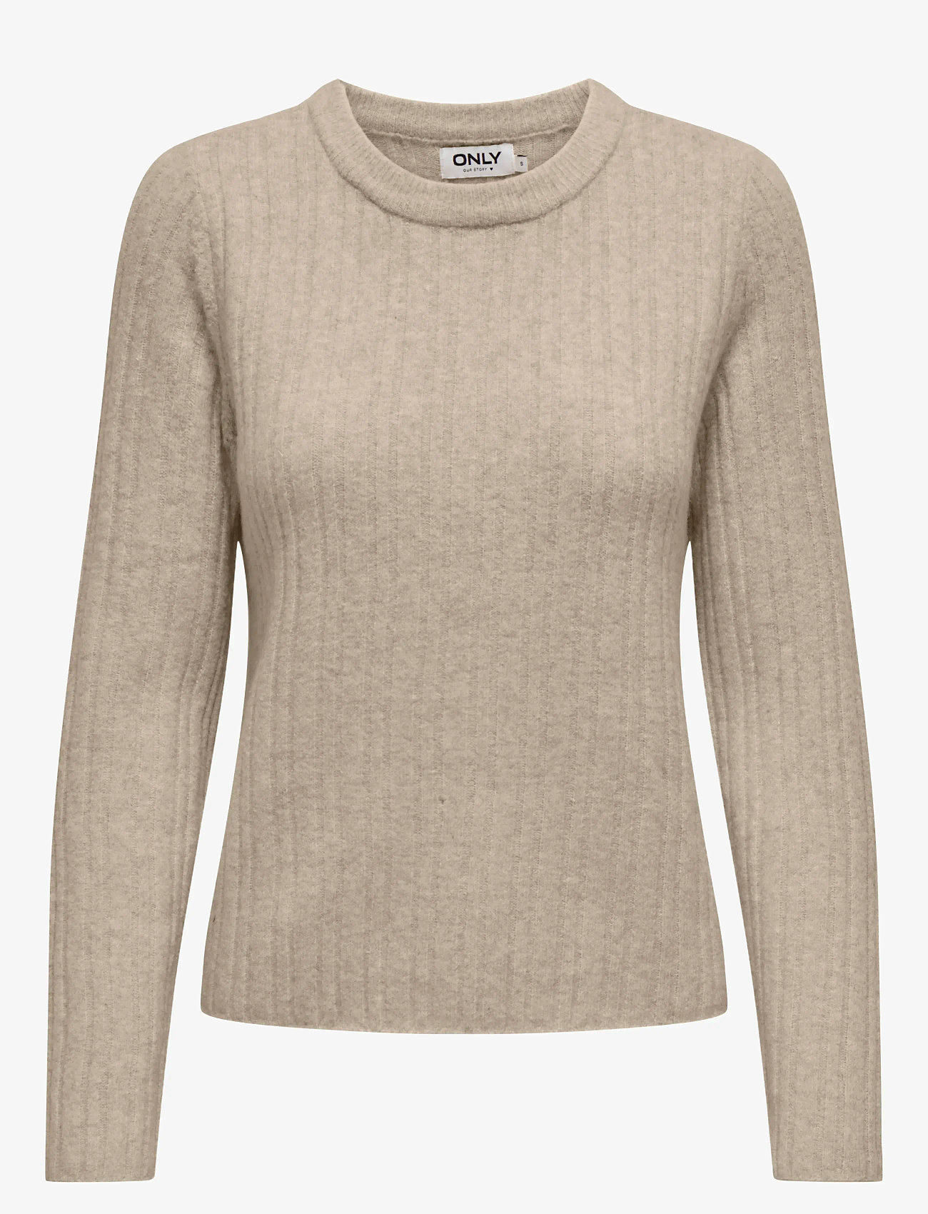 ONLY - ONLJEANETT LIFE L/S RIB O-NECK CC KNT - stickade tröjor - humus - 1