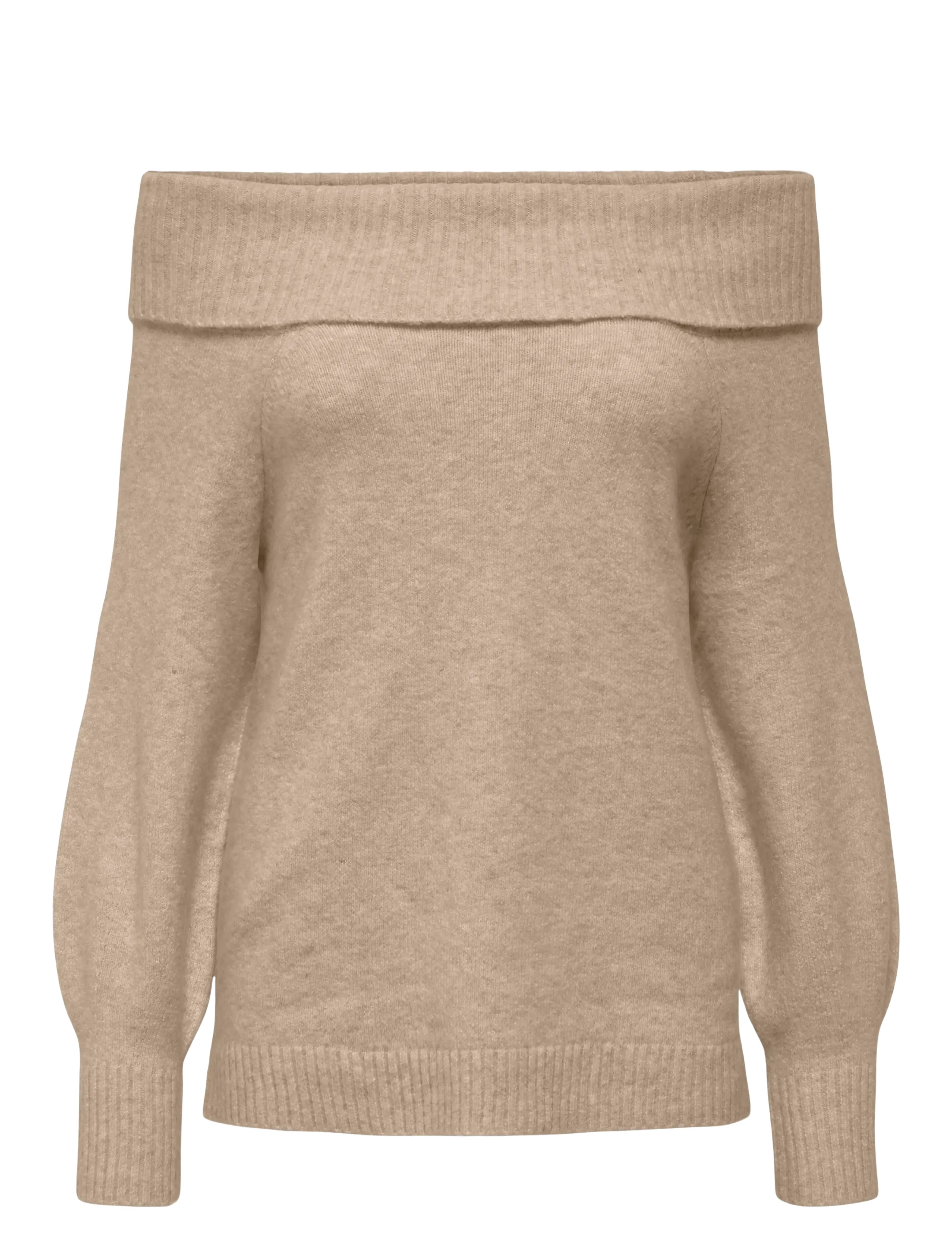 ONLY ONLJEANETT LIFE L/S OFF SHOULDER CC KNT - Strickmode - HUMUS / beige