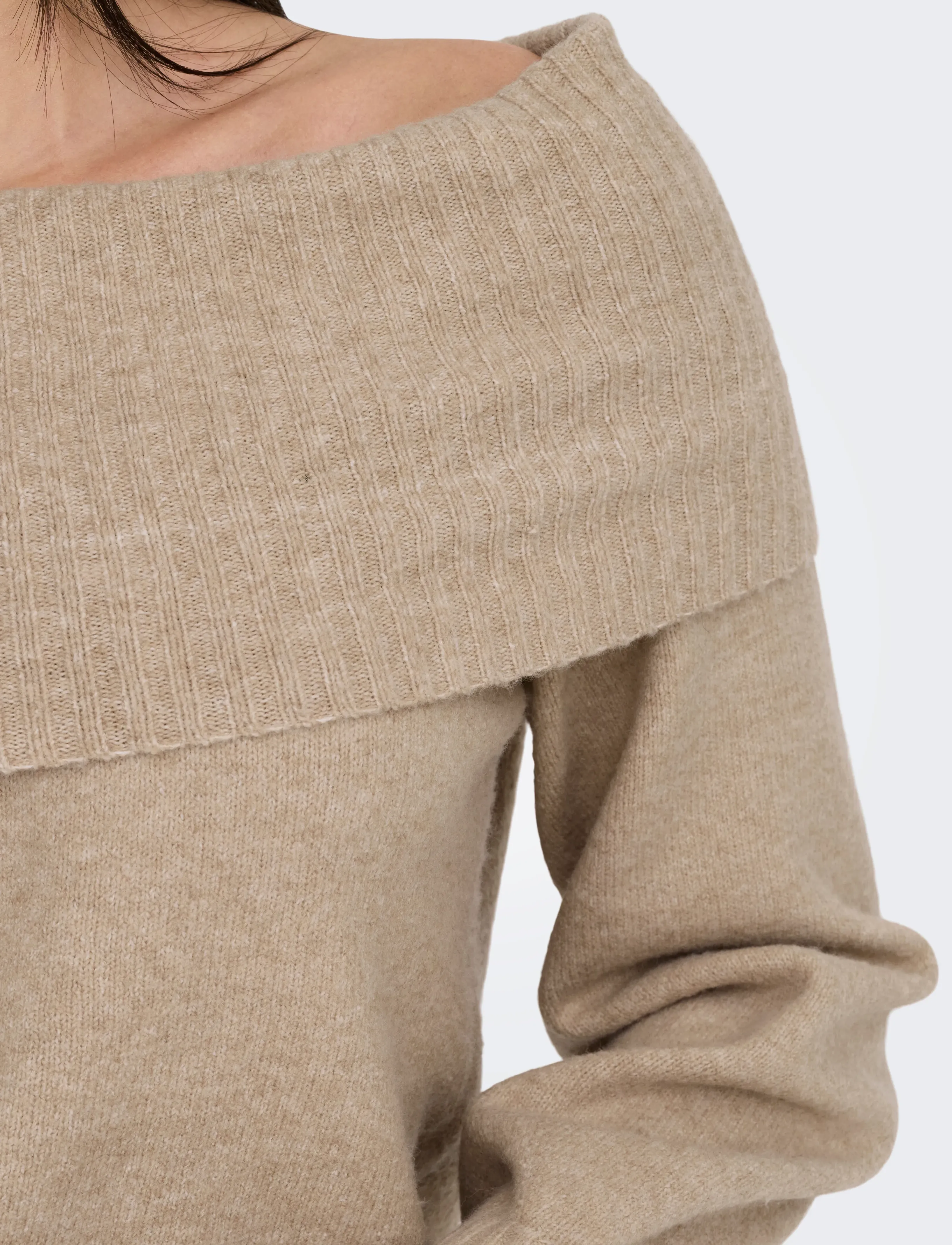 ONLY - ONLJEANETT LIFE L/S OFF SHOULDER CC KNT - die niedrigsten preise - humus - 4