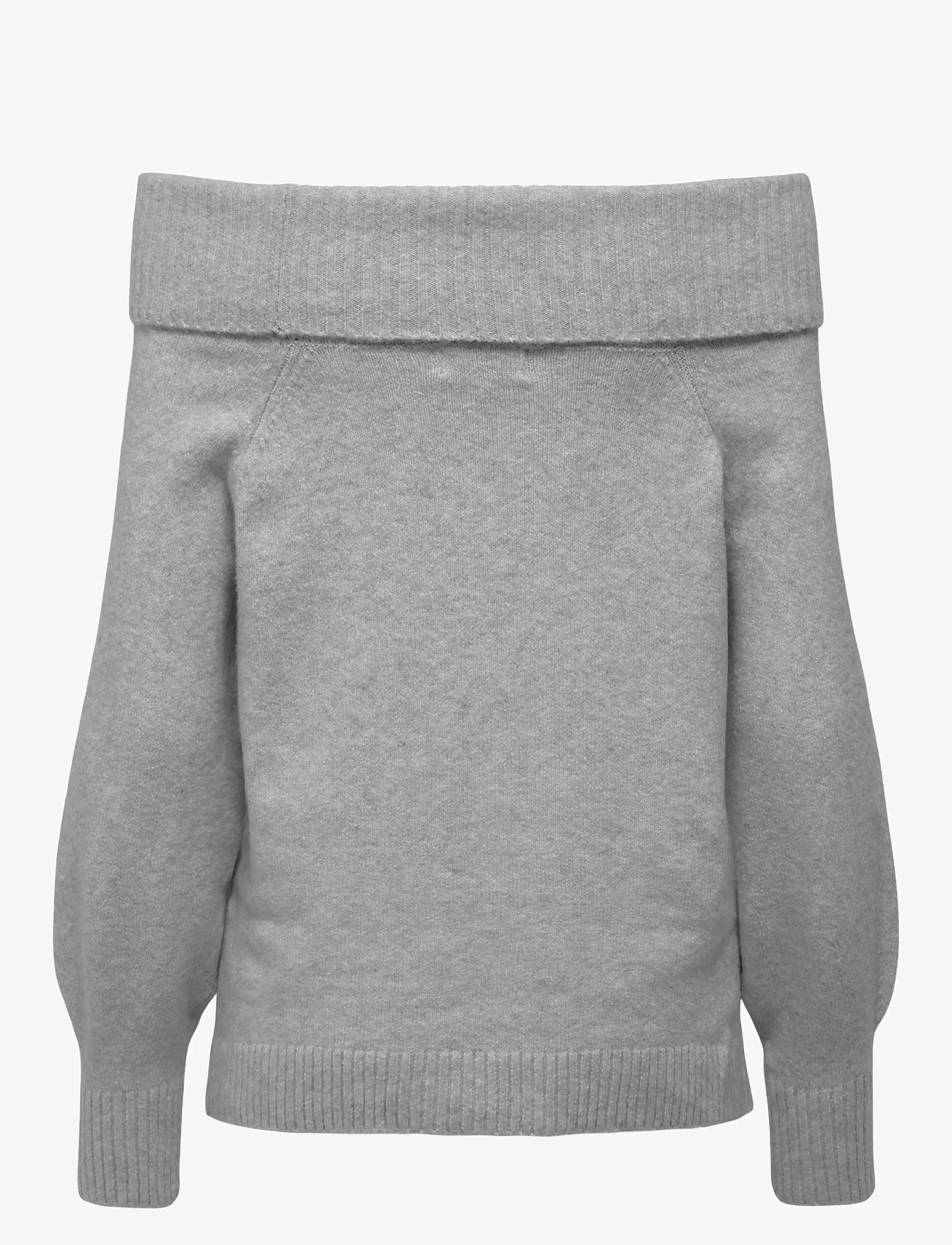 ONLY - ONLJEANETT LIFE L/S OFF SHOULDER CC KNT - stickade tröjor - light grey melange - 2