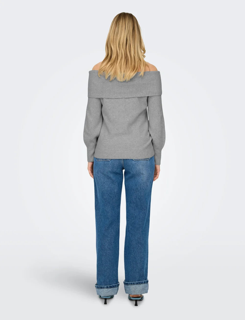 ONLY - ONLJEANETT LIFE L/S OFF SHOULDER CC KNT - sviitrid - light grey melange - 3