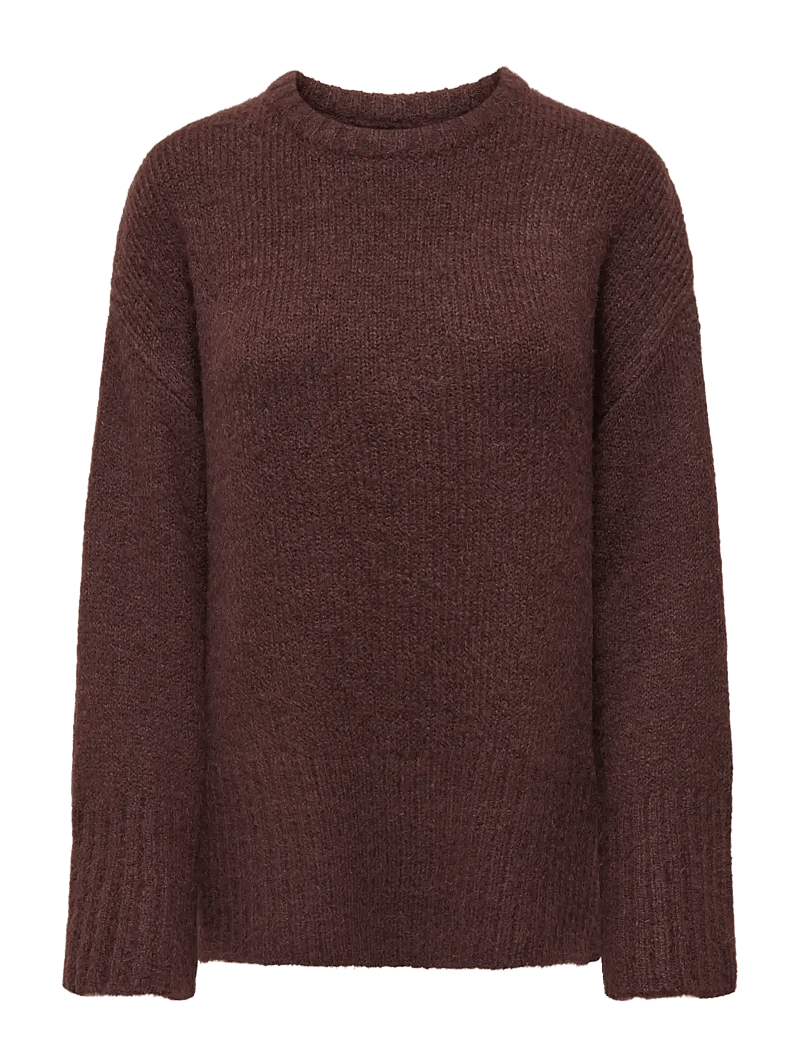 ONLY - ONLMAGGIE LIFE LS LOOSE O-NECK CC KNT - stickade tröjor - seal brown - 1