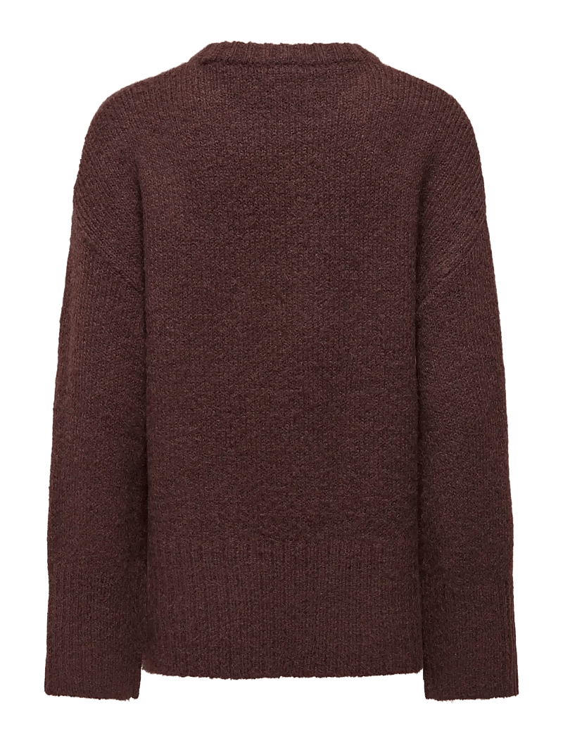 ONLY - ONLMAGGIE LIFE LS LOOSE O-NECK CC KNT - stickade tröjor - seal brown - 2