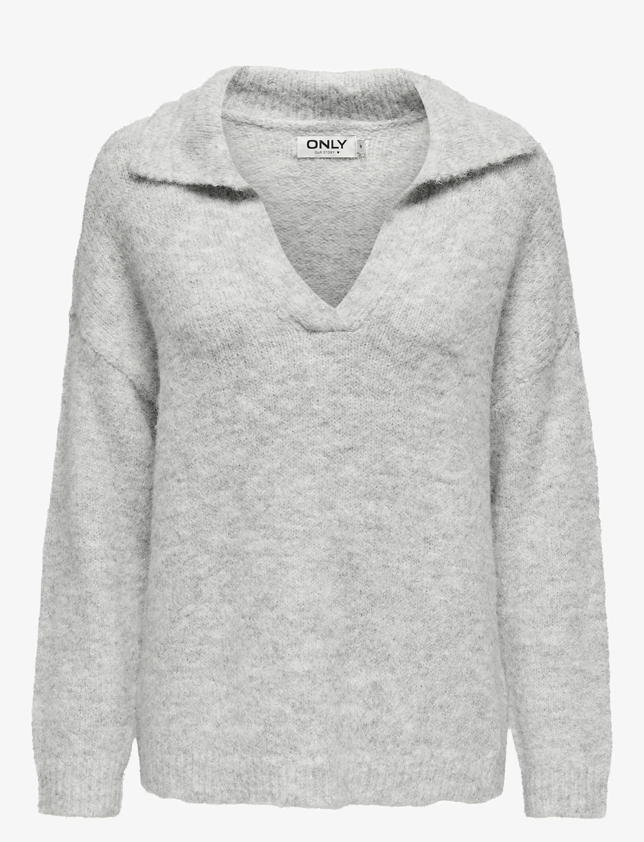 ONLY - ONLMAGGIE LIFE LS SPLIT NECK CC KNT - light grey melange - 1