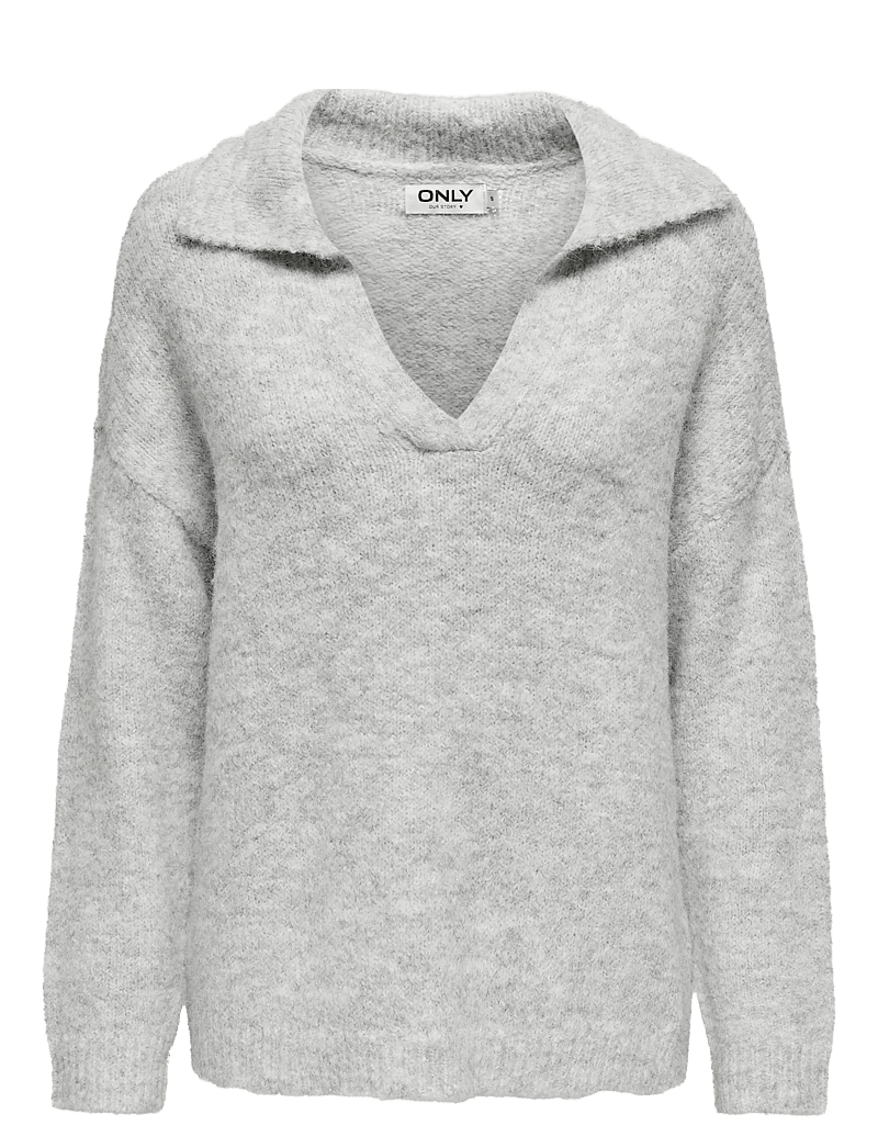 ONLY - ONLMAGGIE LIFE LS SPLIT NECK CC KNT - light grey melange - 1