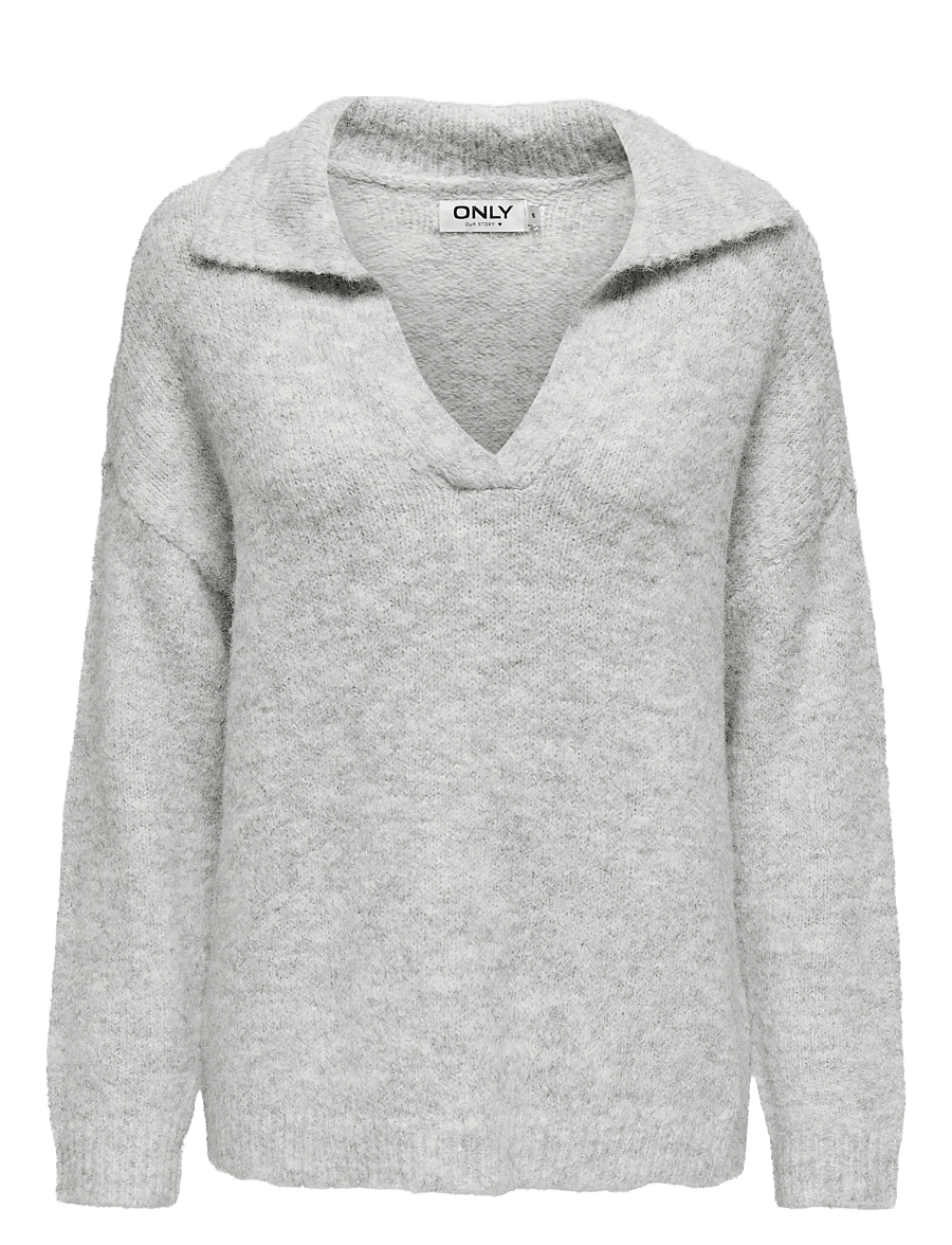 ONLY - ONLMAGGIE LIFE LS SPLIT NECK CC KNT - light grey melange - 1