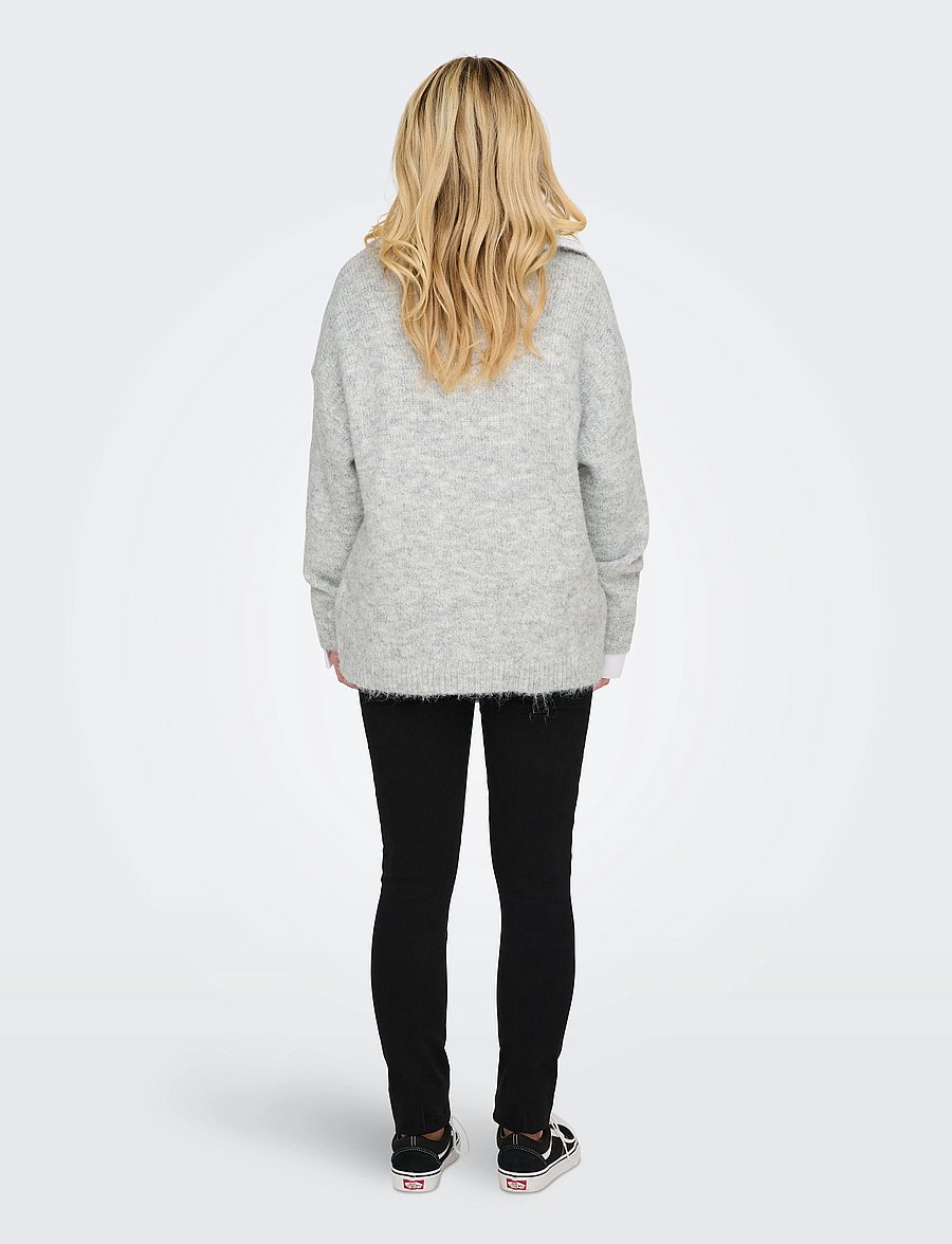 ONLY - ONLMAGGIE LIFE LS SPLIT NECK CC KNT - light grey melange - 3