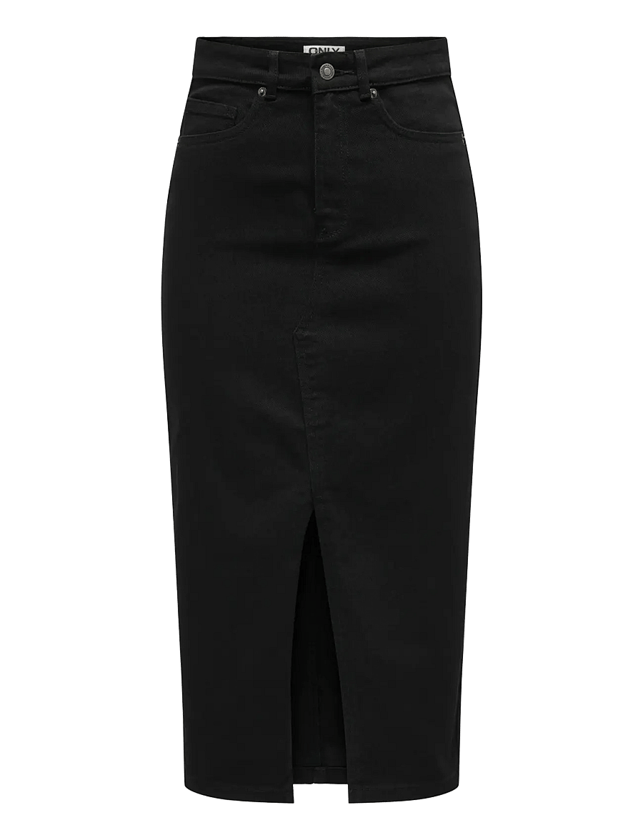 ONLY - ONLSIRI FRONT SLIT SKIRT DNM GUA NOOS - jeansröcke - black denim - 1