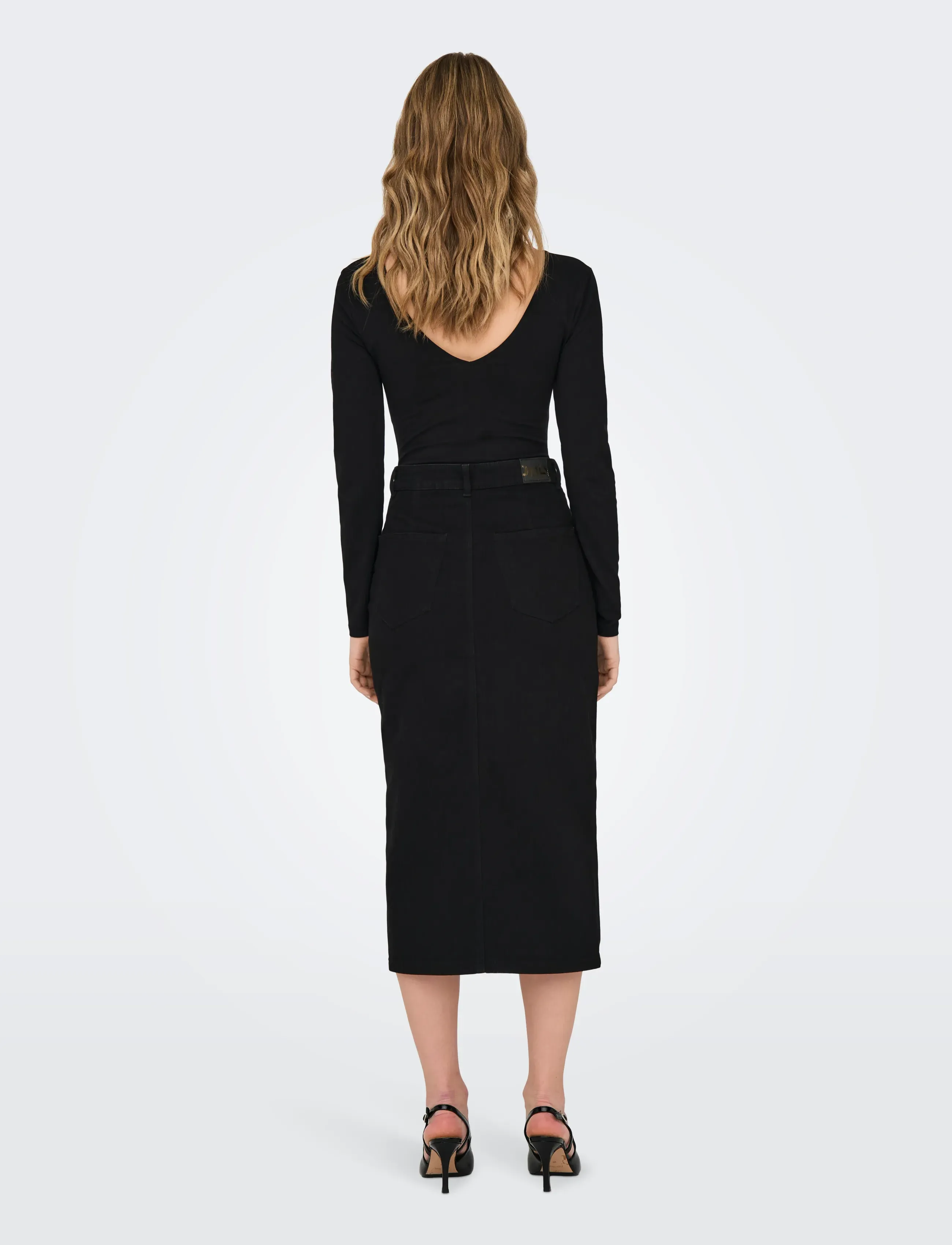ONLY - ONLSIRI FRONT SLIT SKIRT DNM GUA NOOS - jeansröcke - black denim - 2