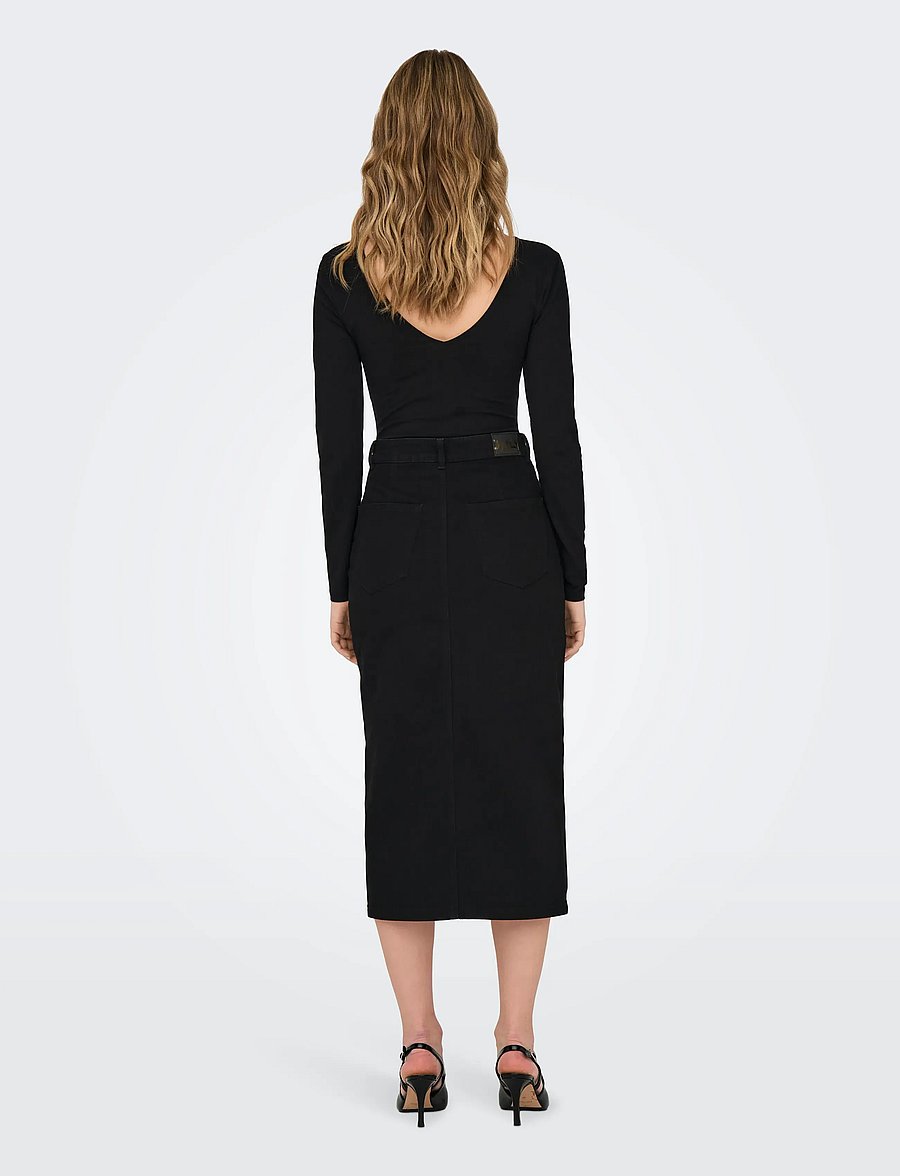 ONLY - ONLSIRI FRONT SLIT SKIRT DNM GUA NOOS - jeansröcke - black denim - 2