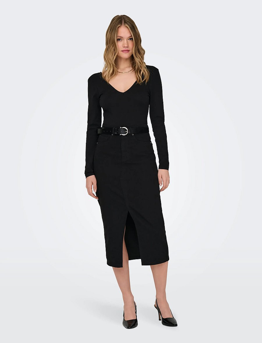 ONLY - ONLSIRI FRONT SLIT SKIRT DNM GUA NOOS - jeansröcke - black denim - 3