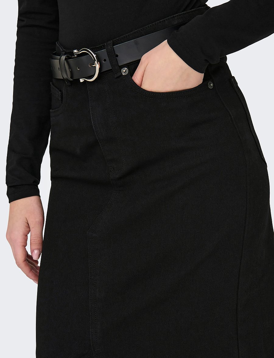 ONLY - ONLSIRI FRONT SLIT SKIRT DNM GUA NOOS - jeansröcke - black denim - 4