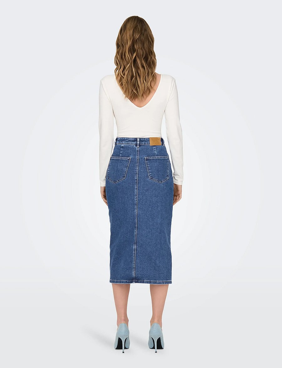 ONLY - ONLSIRI FRONT SLIT SKIRT DNM GUA NOOS - jeansröcke - medium blue denim - 3